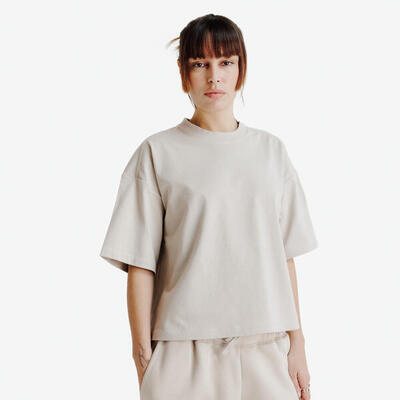 T-shirt bianca donna cropped oversize