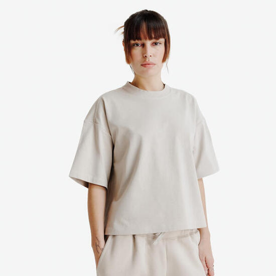 T-shirt bianca donna cropped oversize