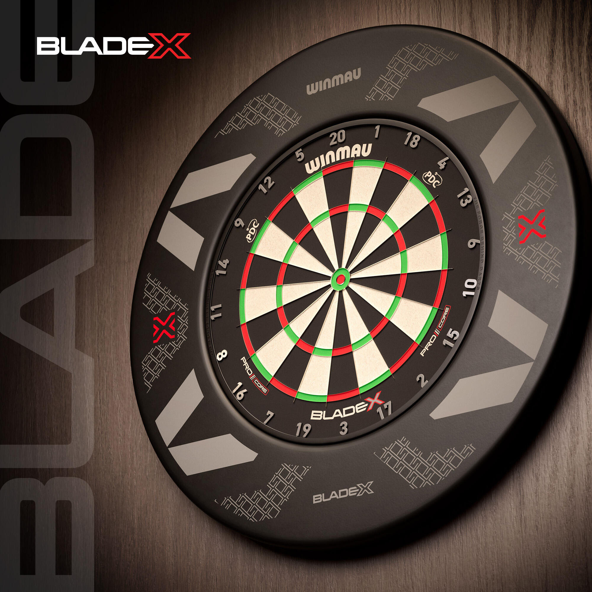 Cible de fléchettes sisal officielle PDC BLADE X blanc noir 7/9