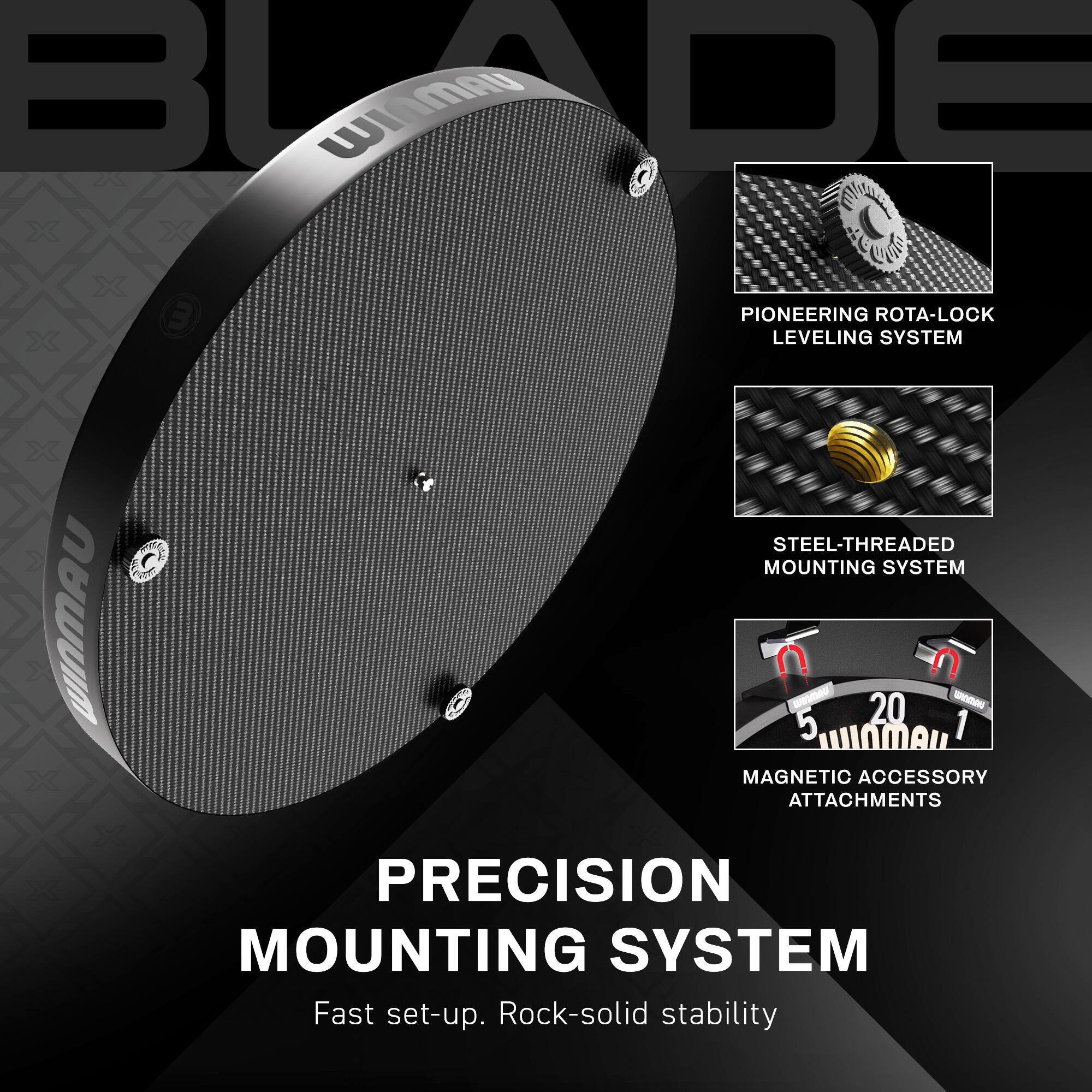 Cible de fléchettes sisal officielle PDC BLADE X blanc noir 6/9