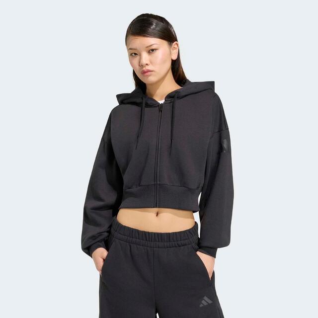 ADIDAS Crop Kapuzenjacke Damen - schwarz