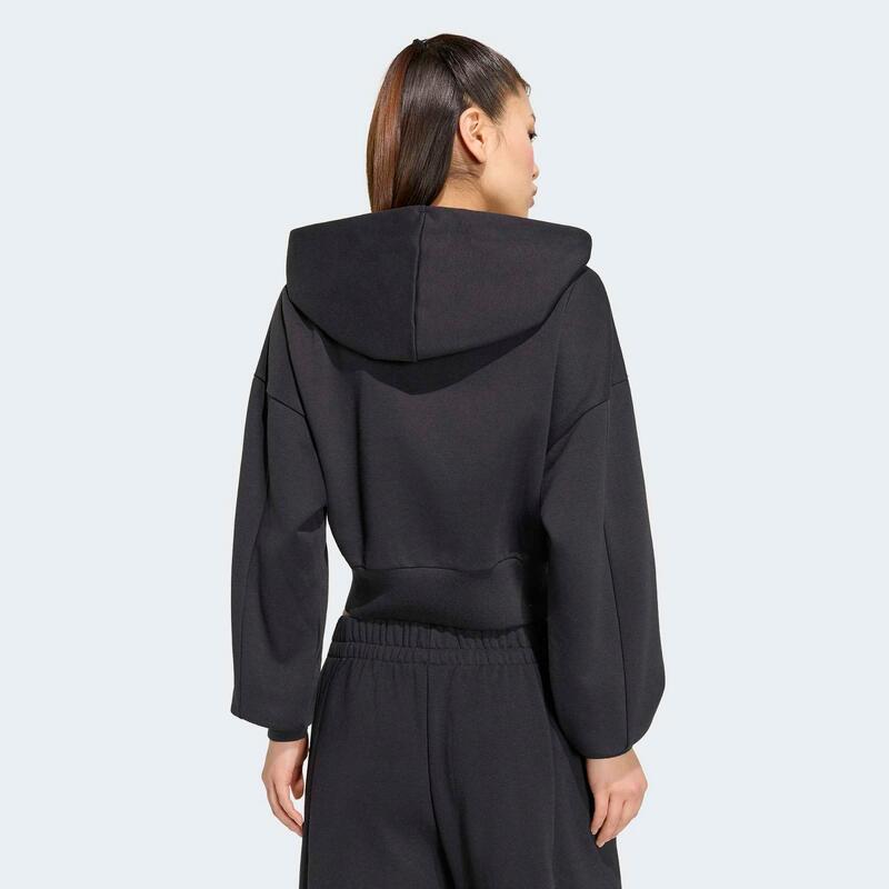 Hanorac cu fermoar, Adidas, negru, damă