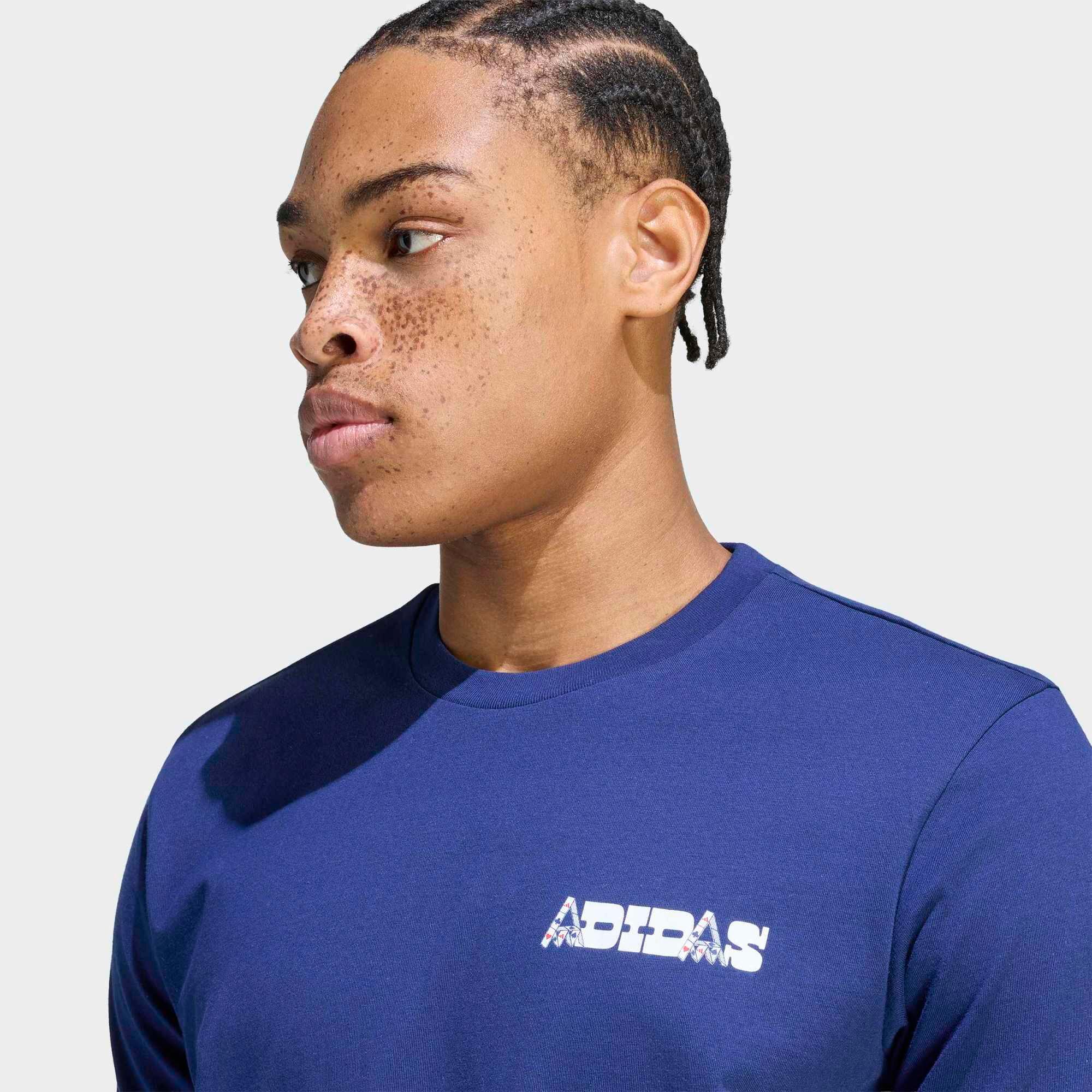 T-Shirt Estampada Homem, Adidas Azul 3/4