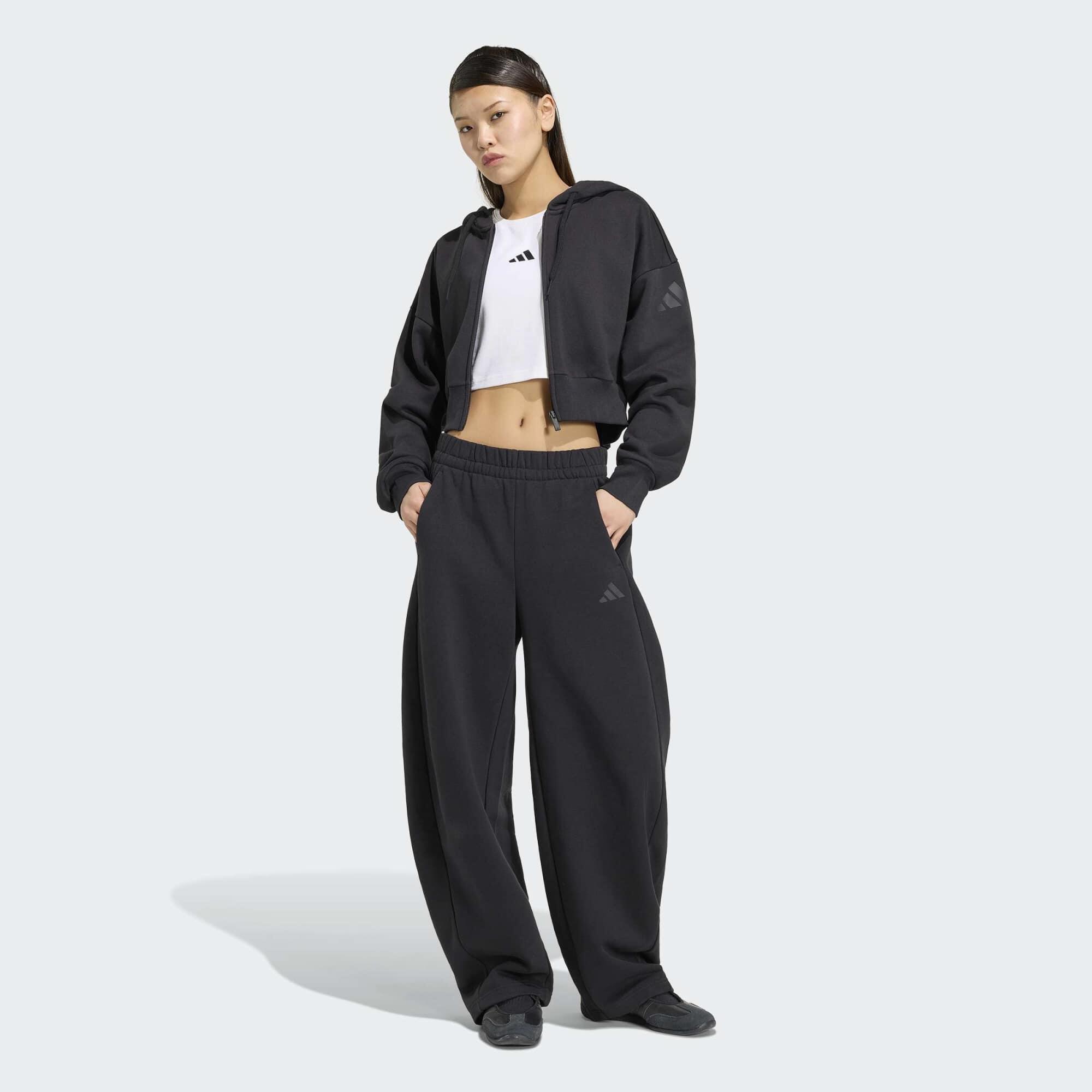 ADIDAS Crop Kapuzenjacke Damen - schwarz 2/5
