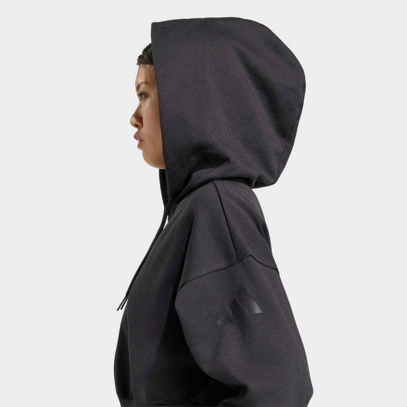 Hanorac cu fermoar, Adidas, negru, damă