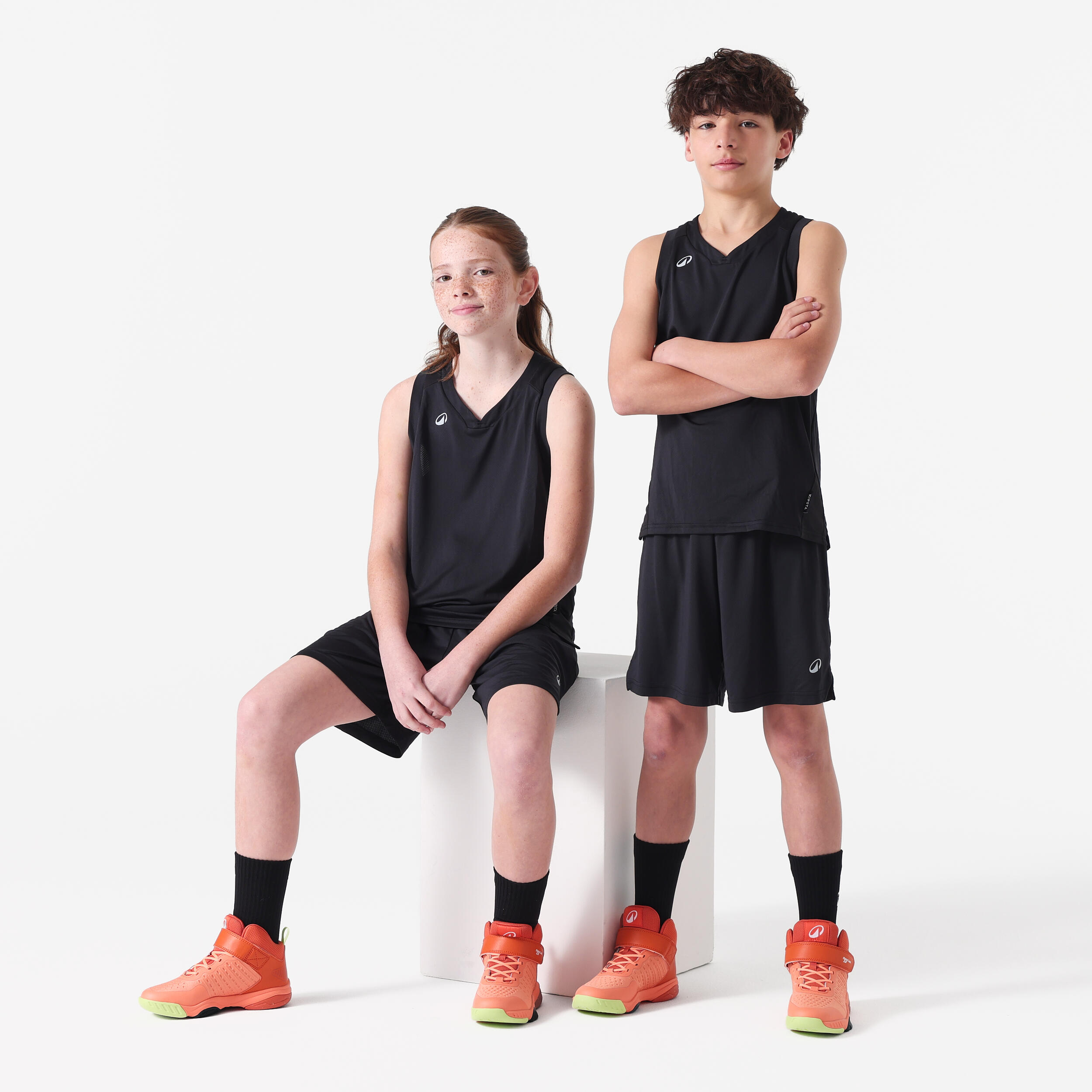 Short de basket avec poches enfant, 500 noir 2/10
