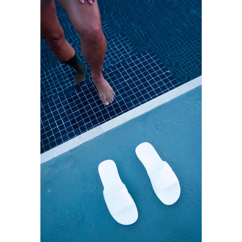 Papuci Înot Slap Piscină 100 PLUS Alb Bărbați