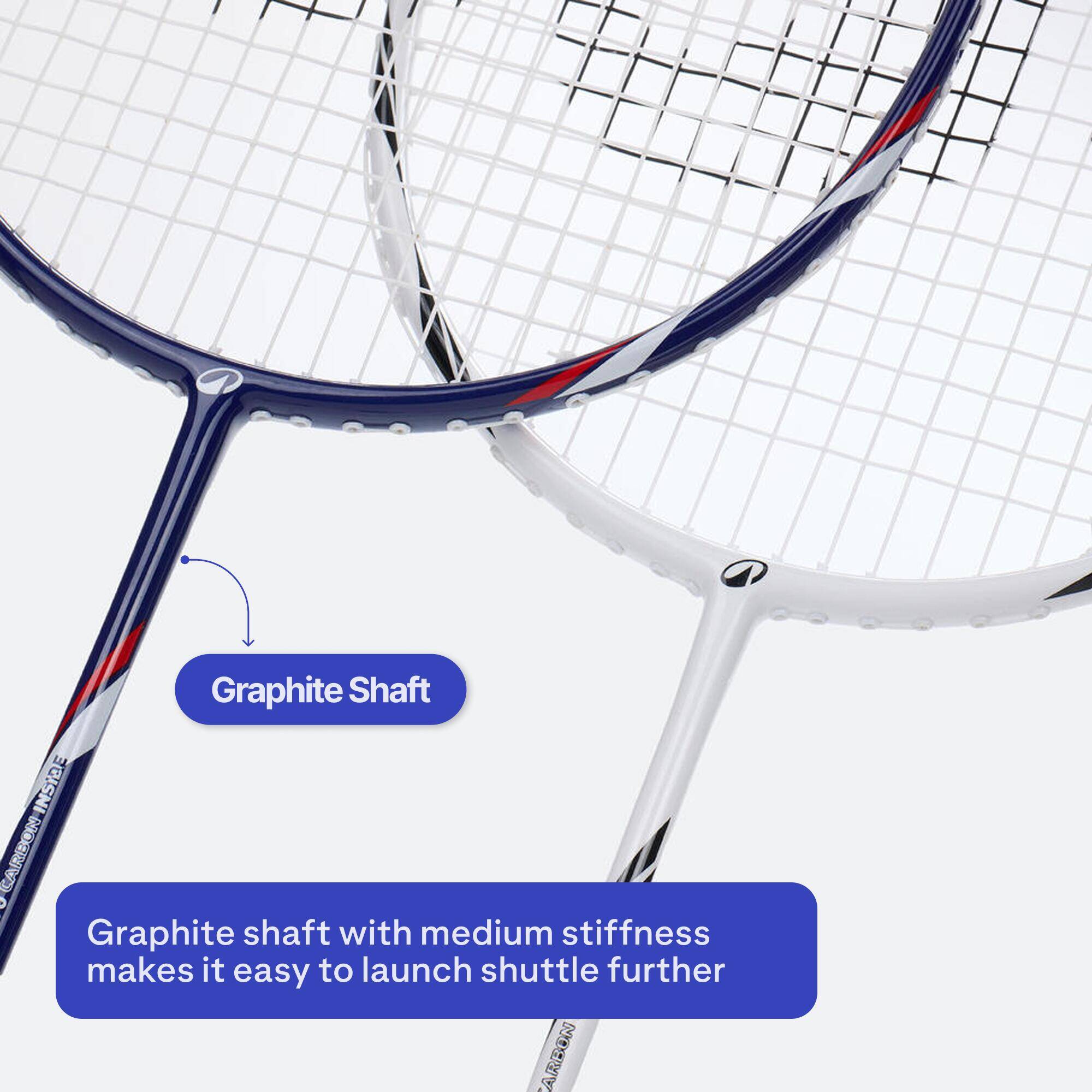 ADULT BADMINTON RACKET BR SENSATION 500 SET WHITE BLUE -  4