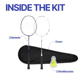 ADULT BADMINTON RACKET BR SENSATION 500 SET WHITE BLUE