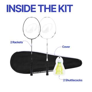 ADULT BADMINTON RACKET BR SENSATION 500 SET BLACK WHITE