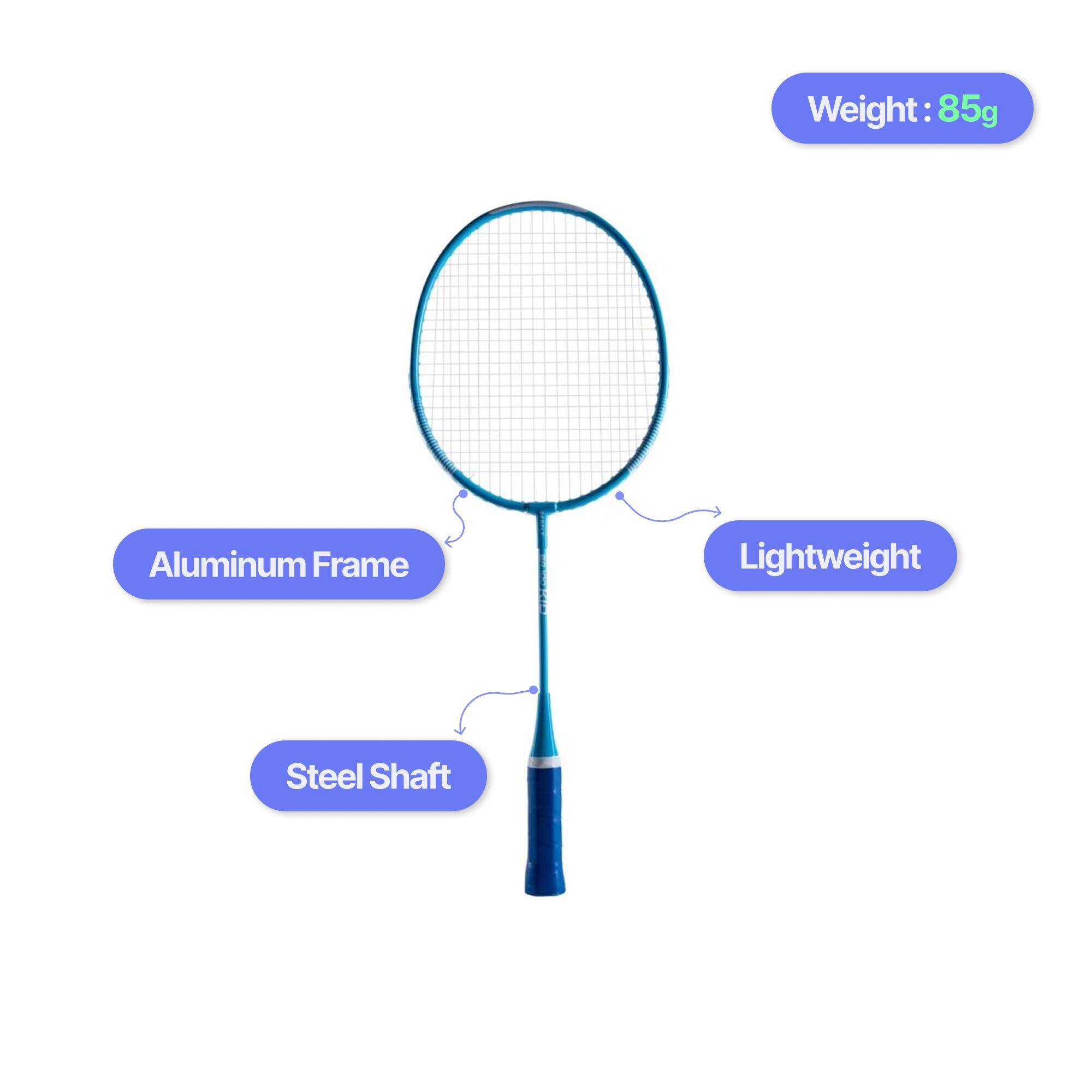 Kids Badminton Racket 85g Aluminium BR100 Blue -  2