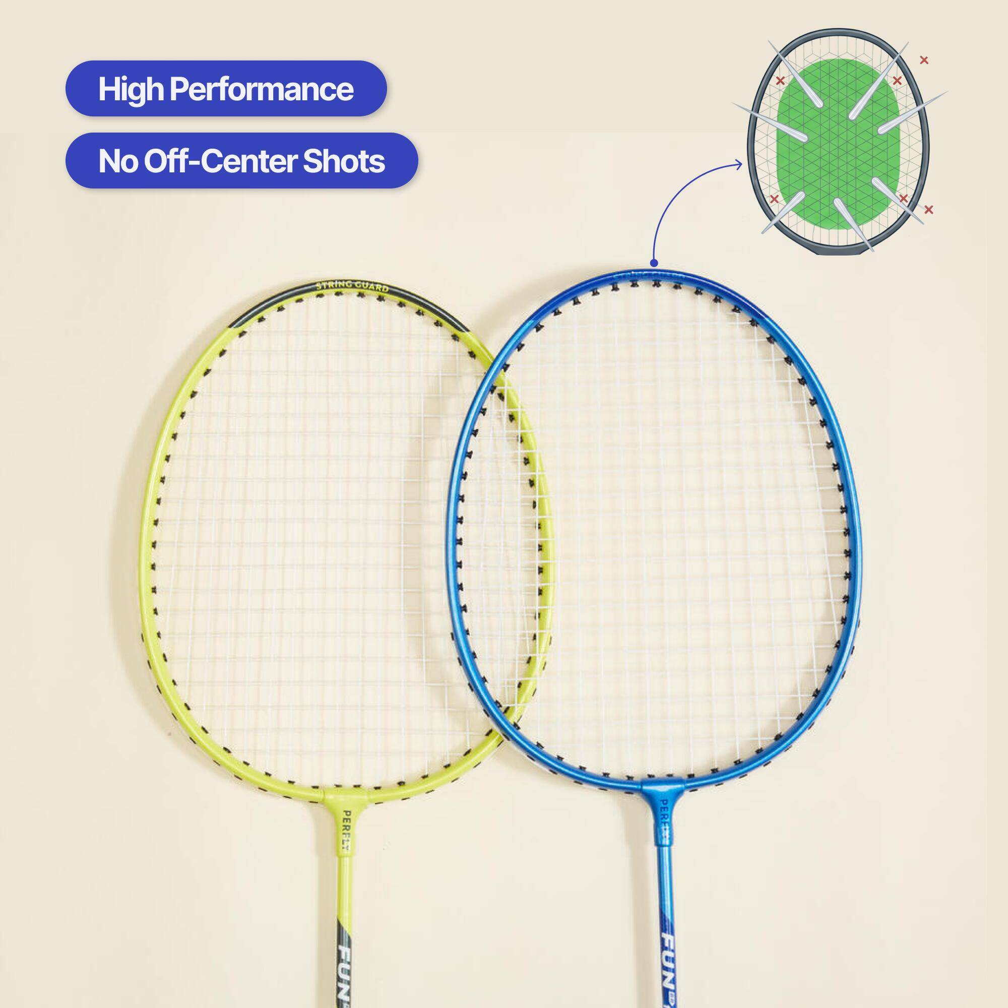 Adult badminton racket set Fun set br130 ad lime blue -  3