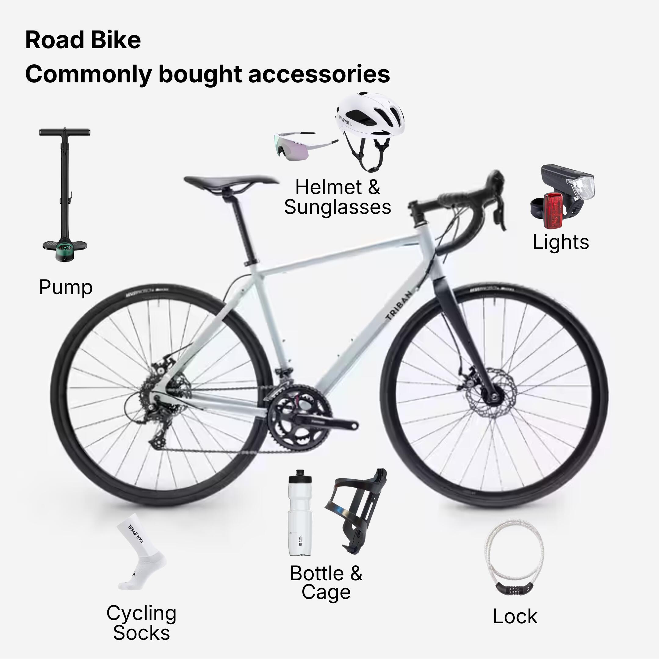 Road Bike RC120 Disc 8 Speed - Light Grey