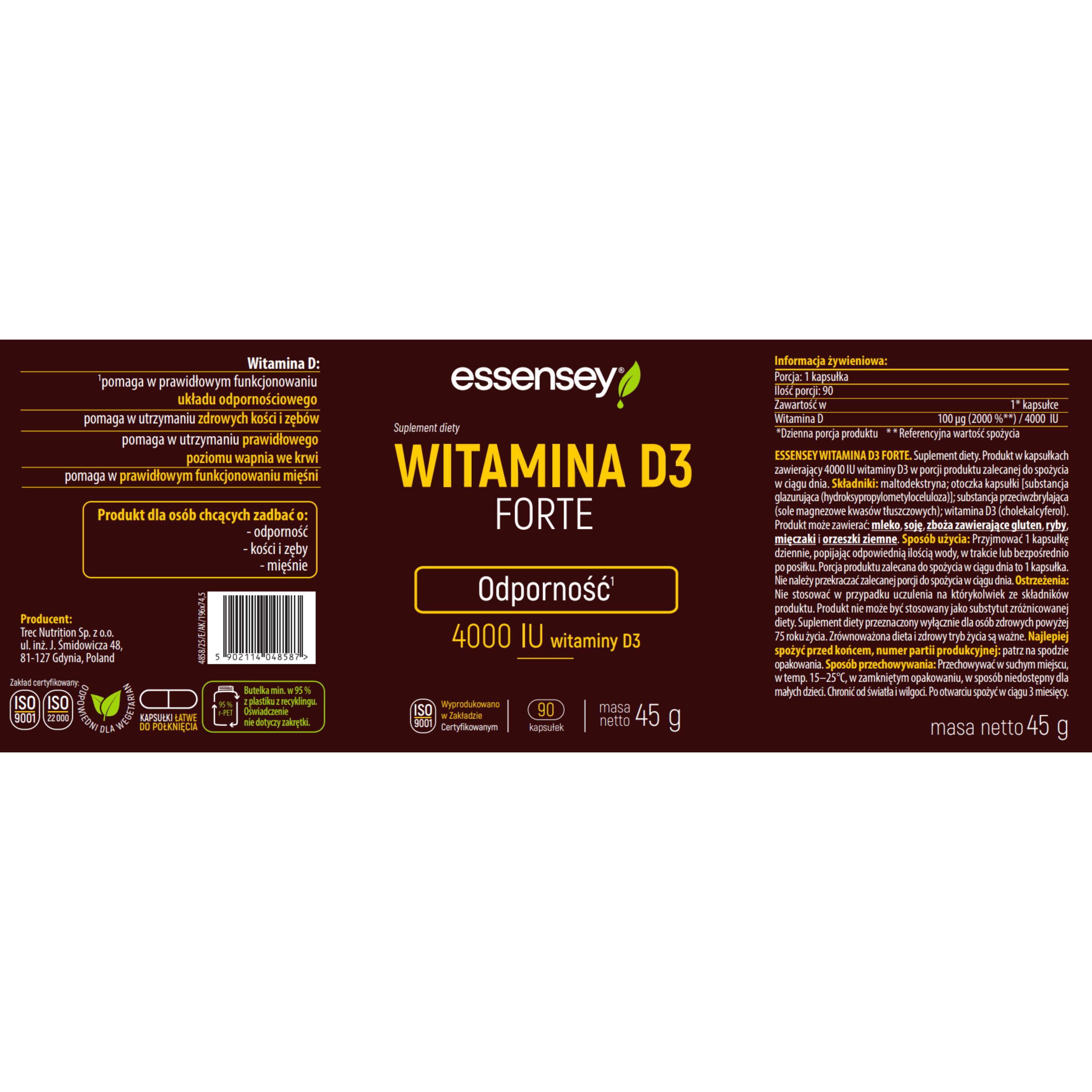 ESSENSEY WITAMINA D3 FORTE 90 kapsułek 4/4