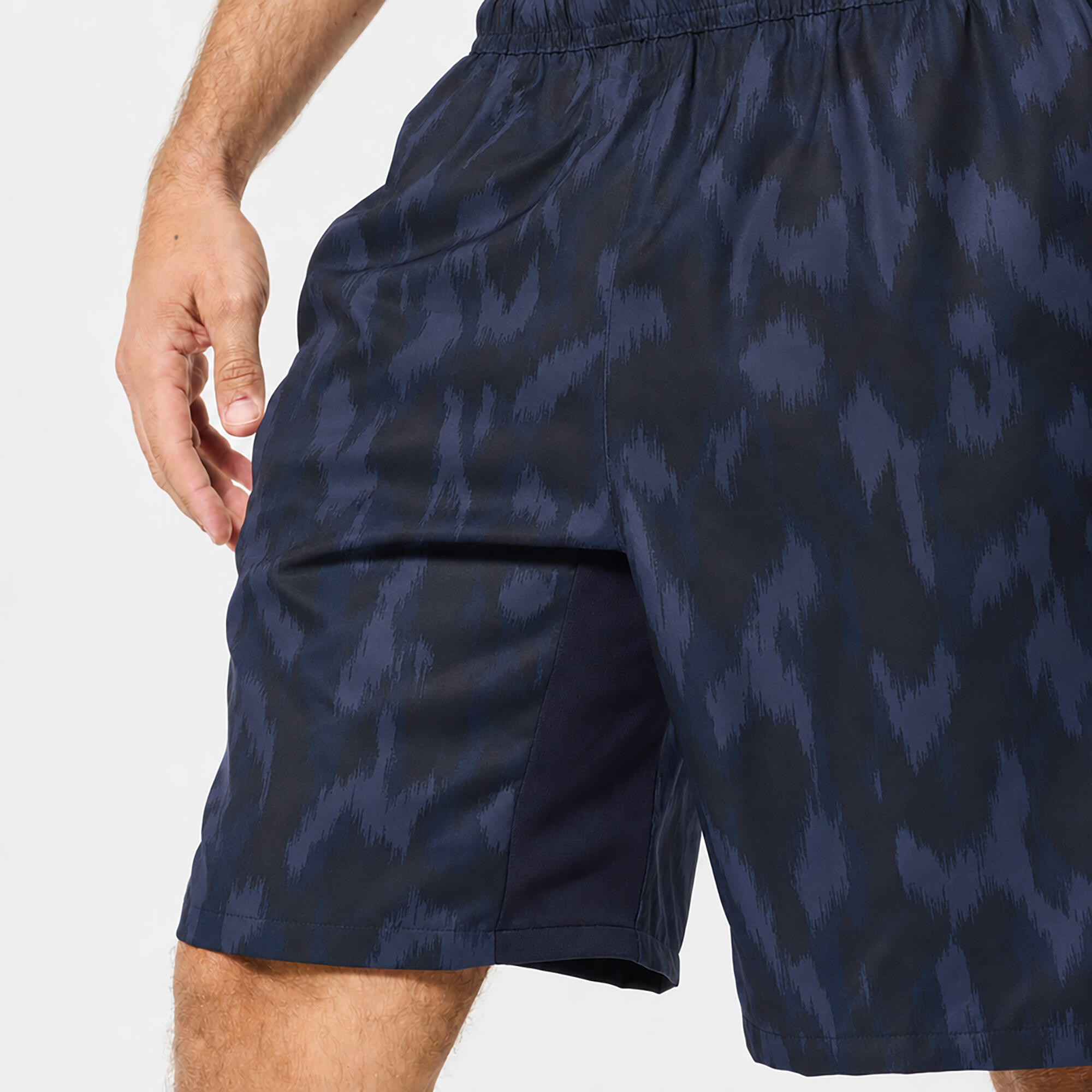 Short de fitness respirant poches zippées homme, bleu marine 4/4