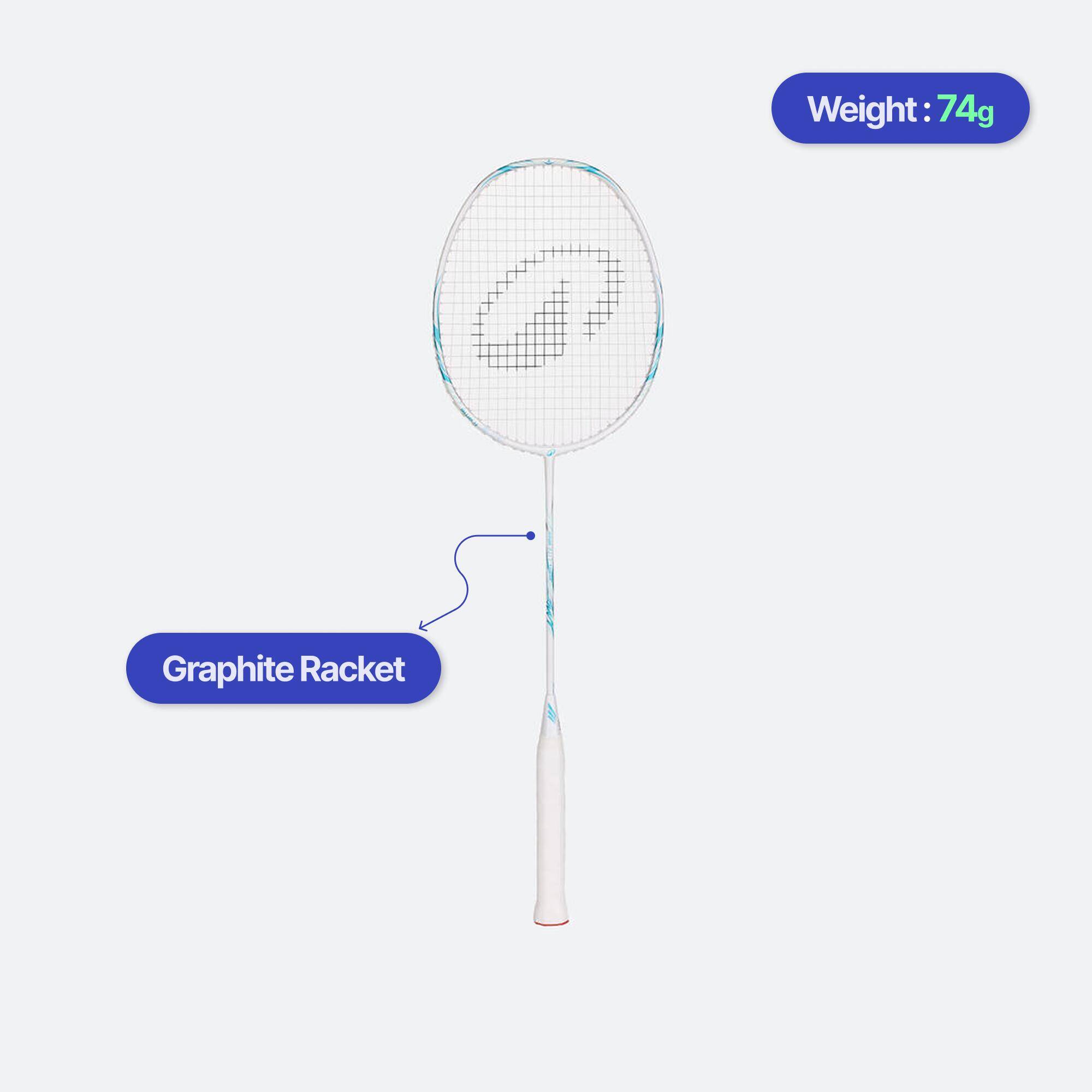 ADULT BADMINTON RACKET BR 560 LITE WHITE -  2
