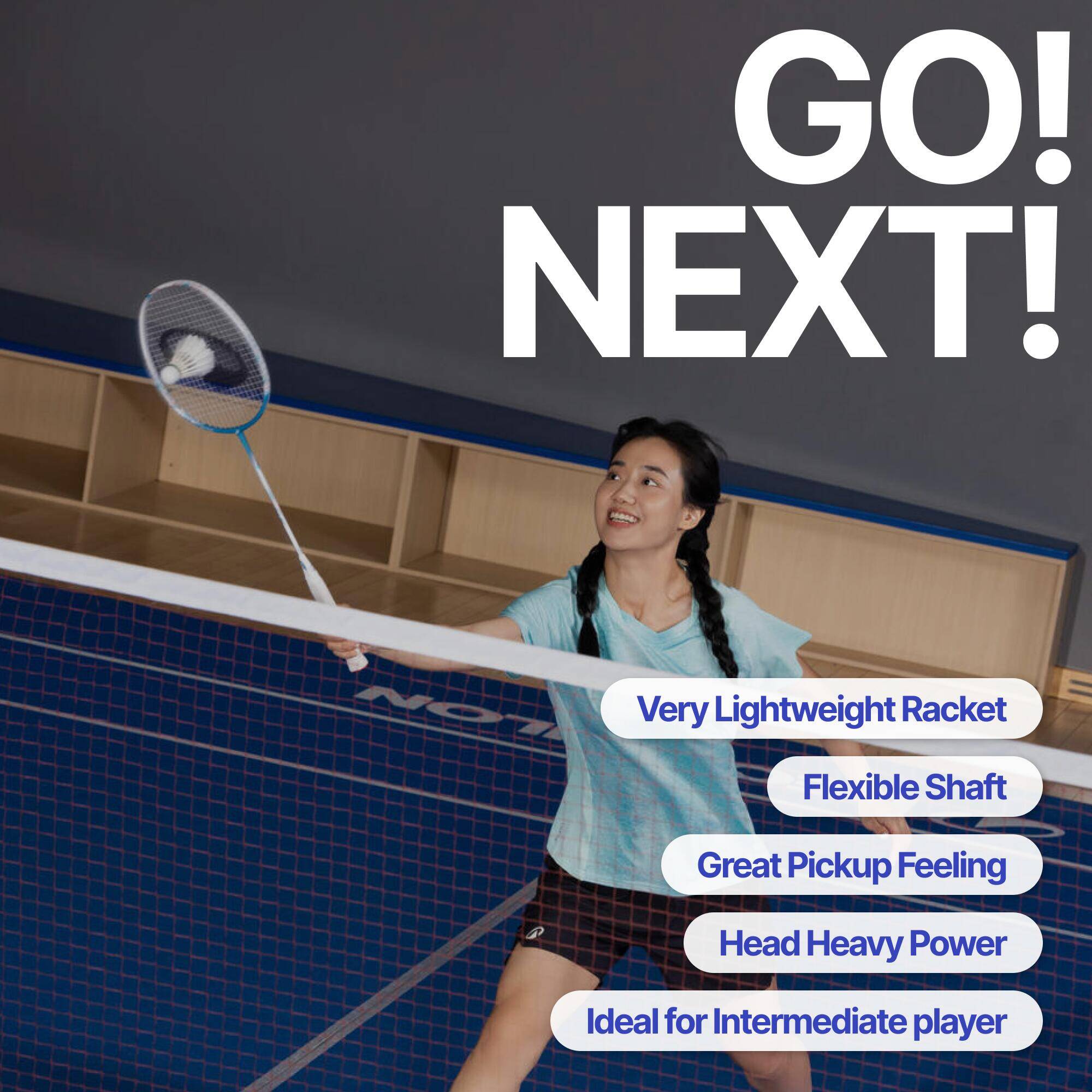 ADULT BADMINTON RACKET BR 560 LITE TURQUOISE BLUE -  3