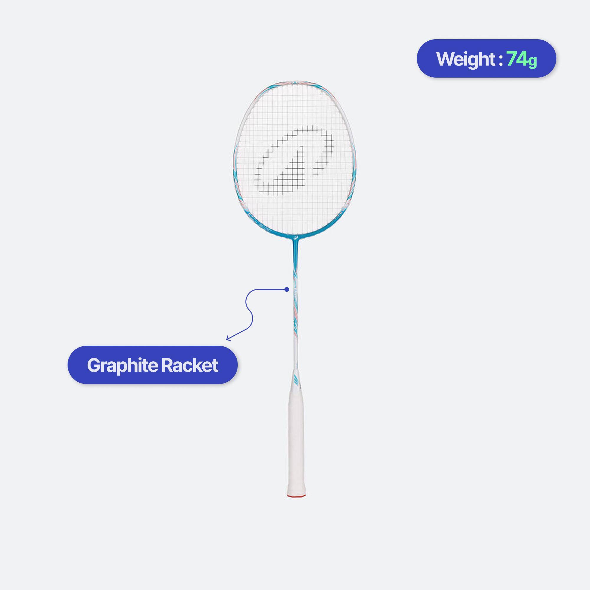 ADULT BADMINTON RACKET BR 560 LITE TURQUOISE BLUE -  2