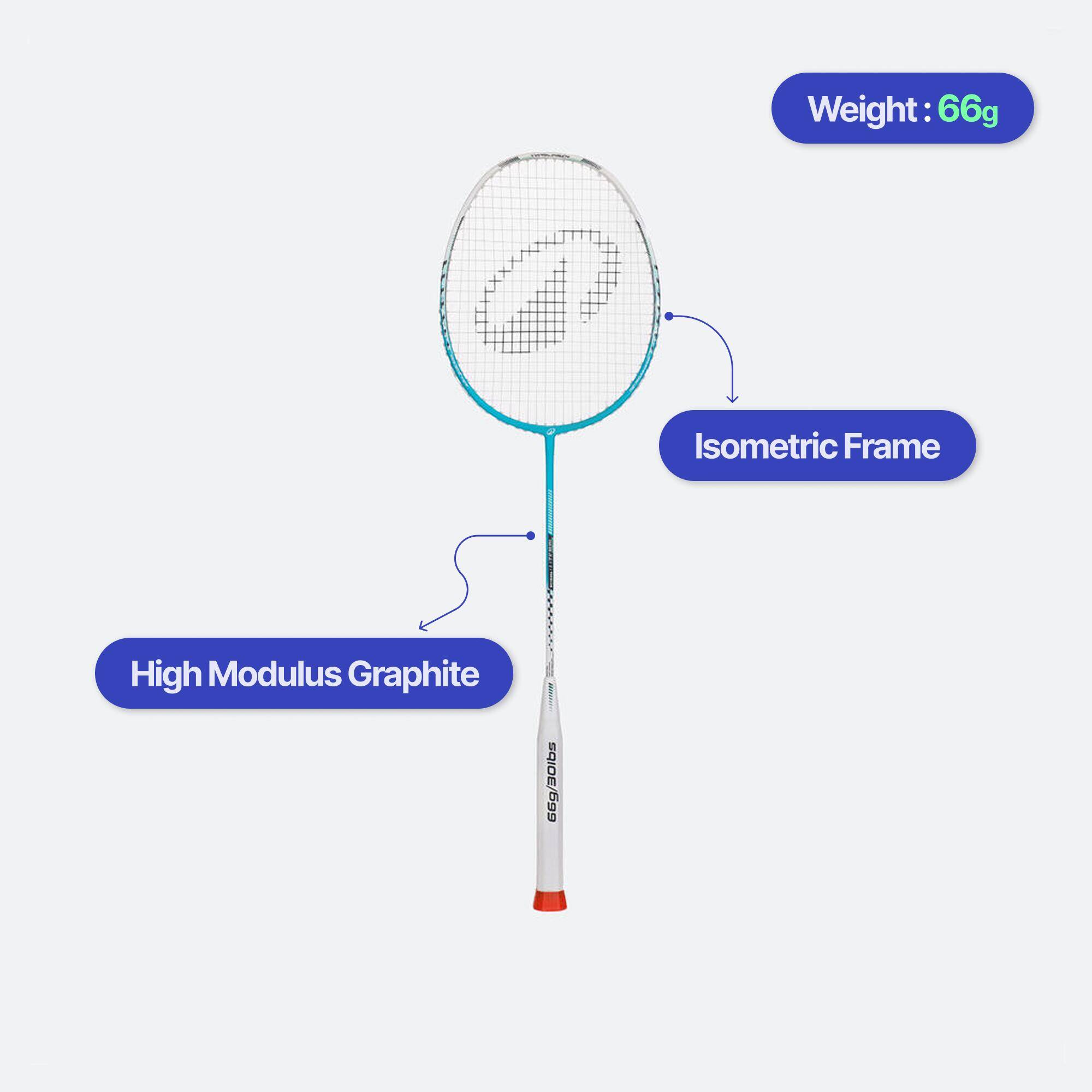 ADULT BADMINTON RACKET BR LITE 590 TURQUOISE BLUE -  2