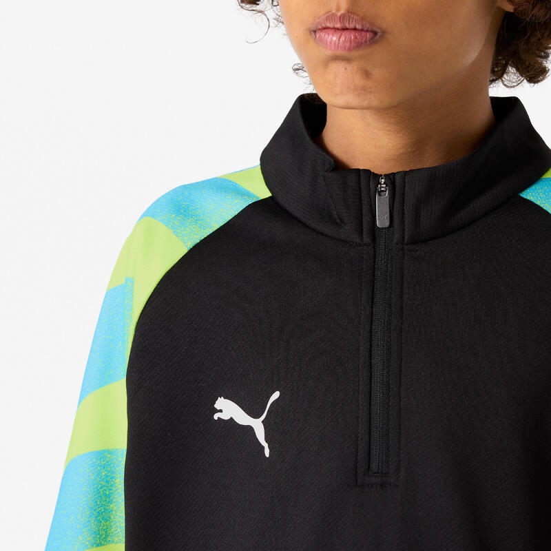 Bluză de antrenament 1/4 Zip Puma IndividualLIGA SMU negru-galben Copii