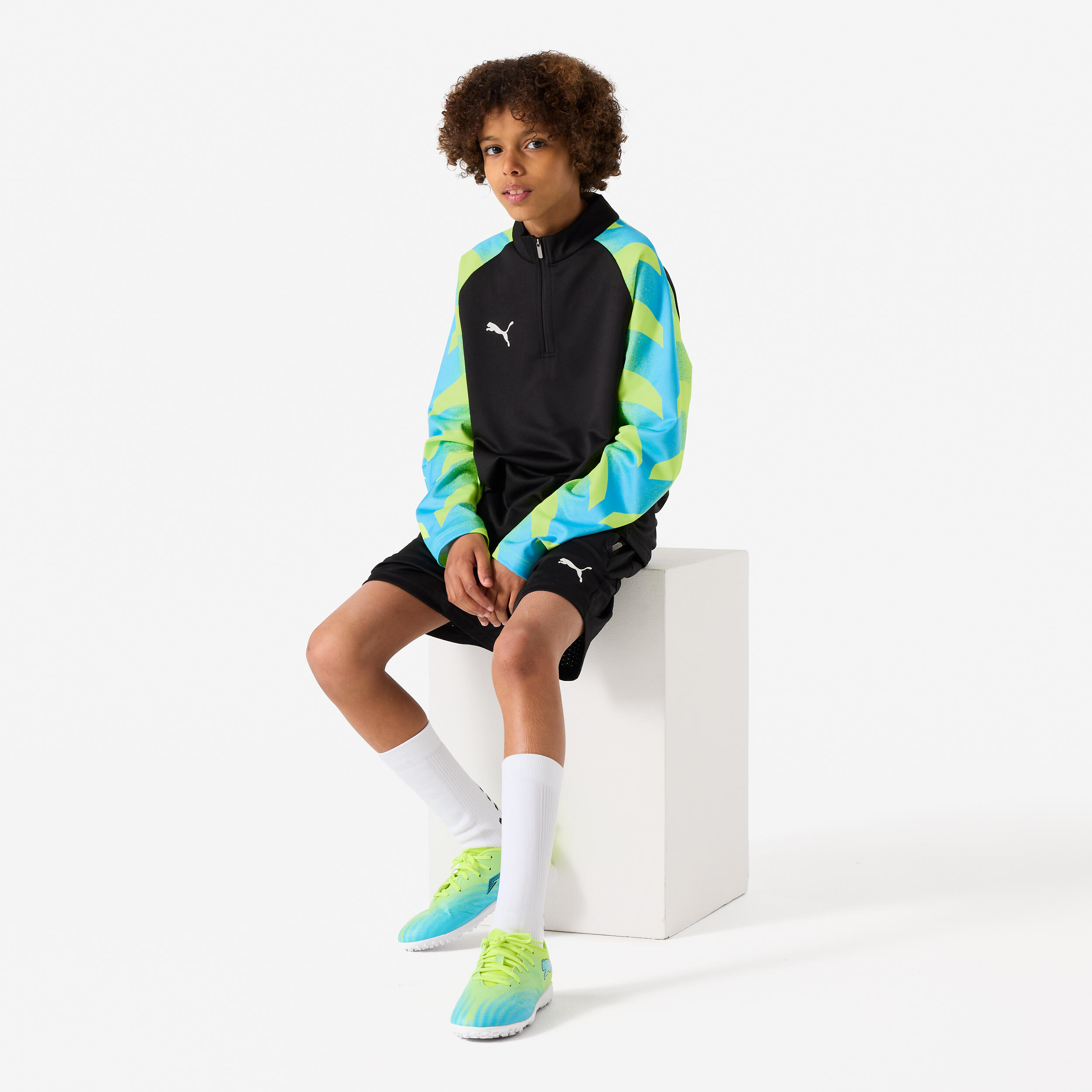 Giacca allenamento bambini PUMA IndividualLIGA SMU nero-giallo 3/8