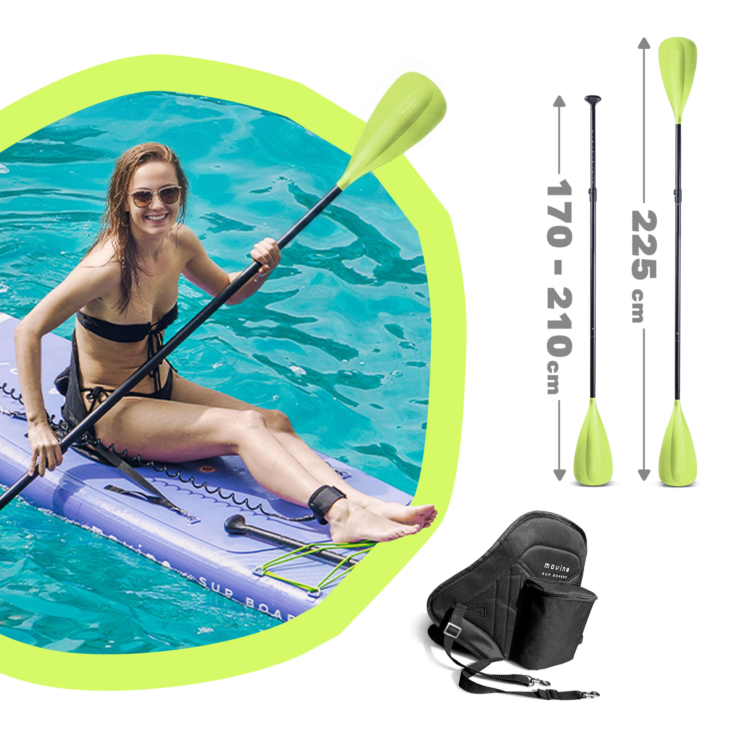Zestaw SUP Movino Garda 330 cm z siedziskiem kajakowym LILAC/LEMON 7/11