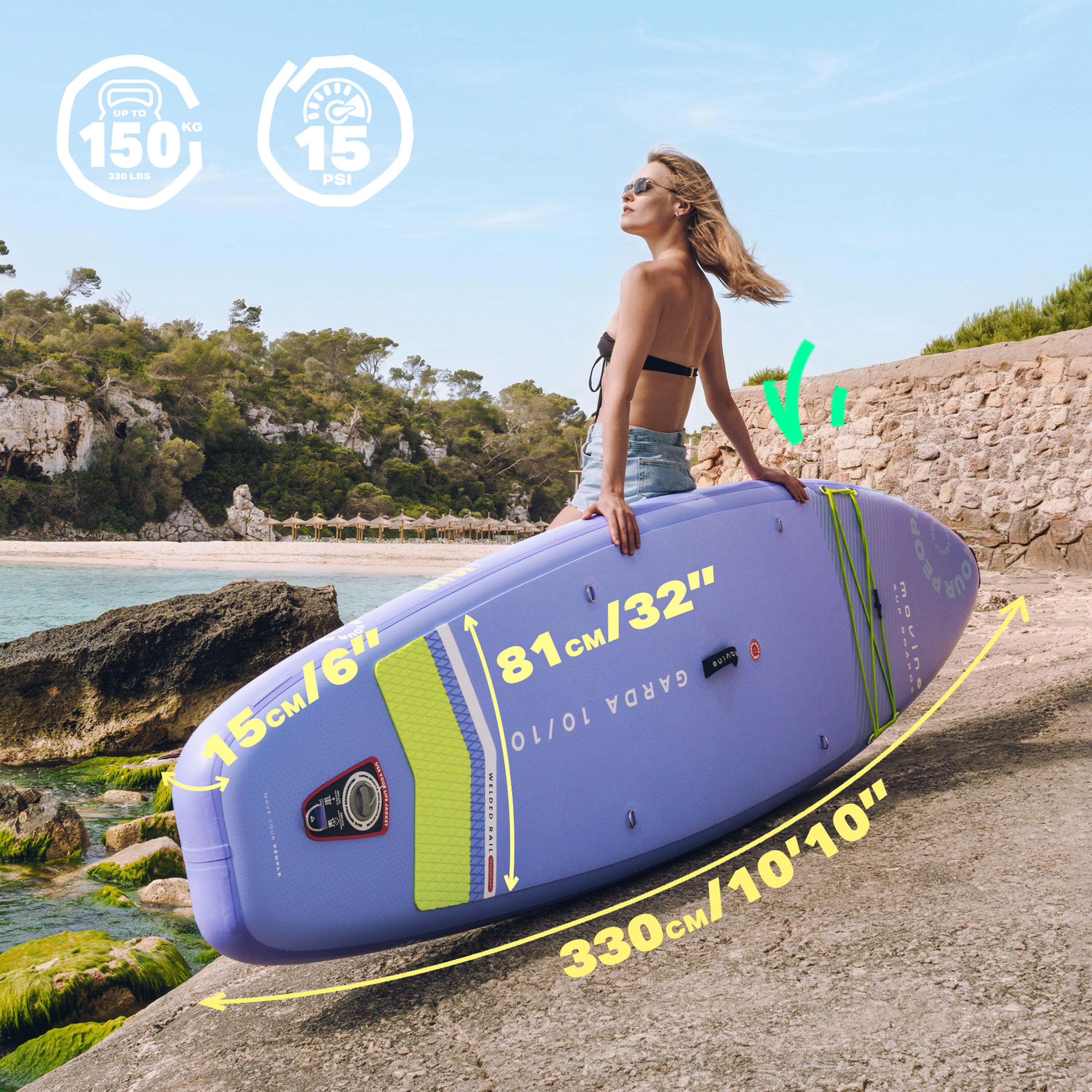 Zestaw SUP Movino Garda 330 cm z siedziskiem kajakowym LILAC/LEMON 8/11