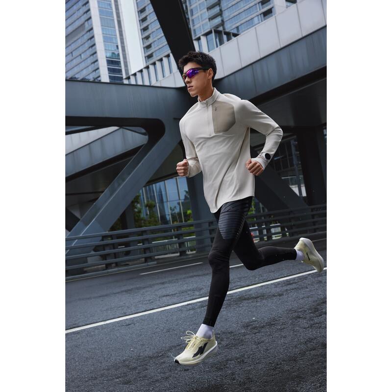Erkek Uzun Kollu Koşu Tişörtü - Bej - Kiprun Run 900 Warm