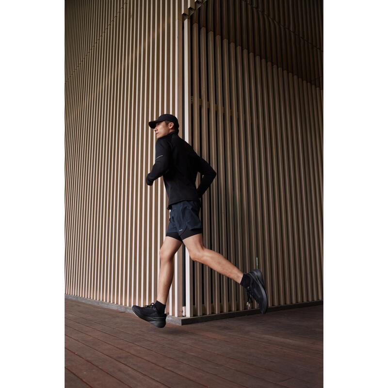 Erkek Uzun Kollu Koşu Tişörtü - Siyah - Kiprun Run 500 Warm