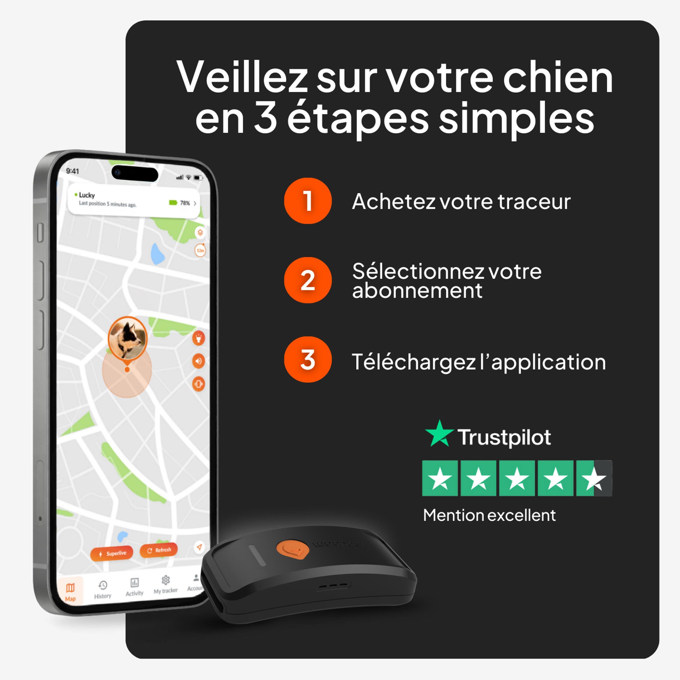 Traceur GPS pour chien XT sans collier 7/12