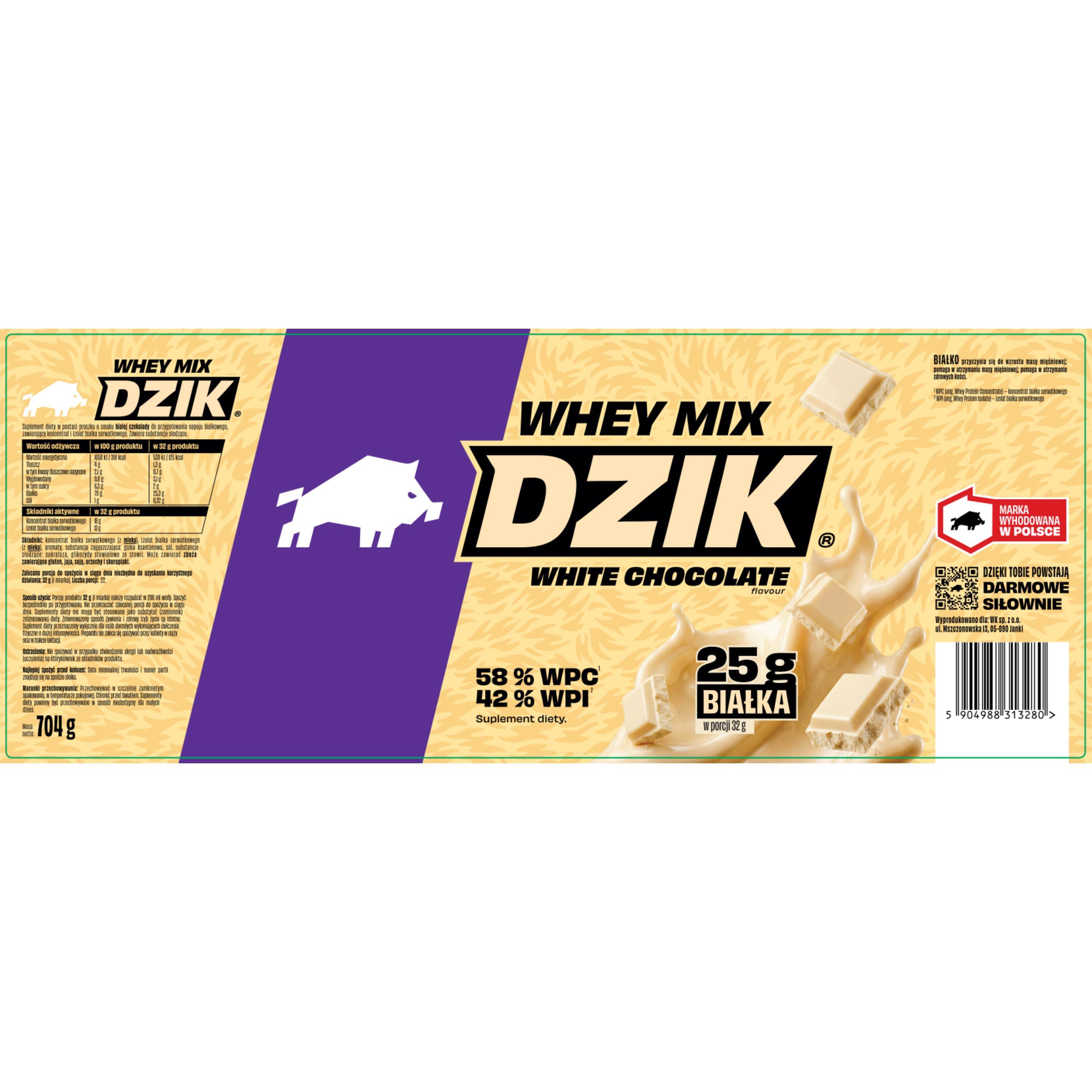 DZIK® WHEY WPC WHITE CHOCOLATE 704g 2/2