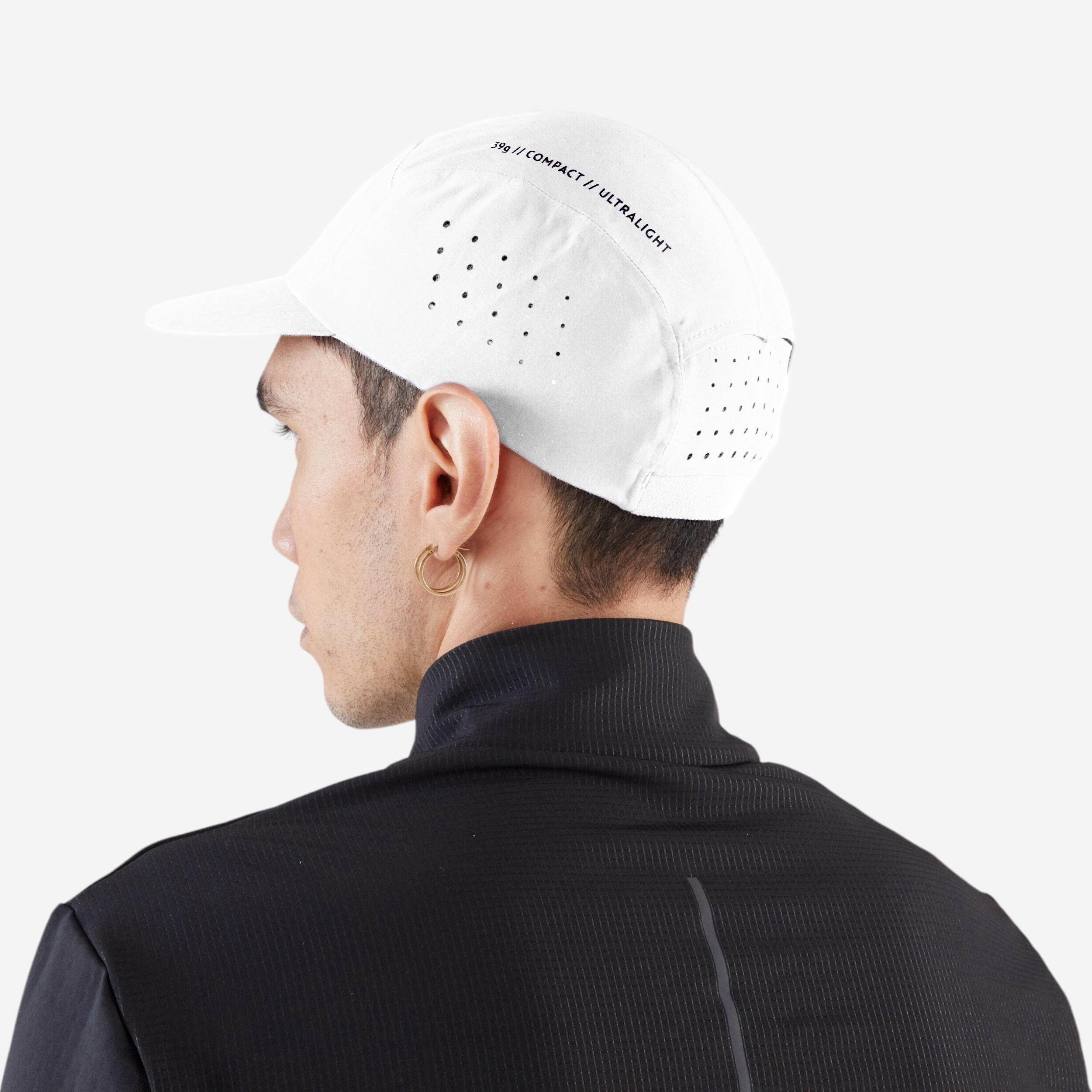 Casquette running Homme Femme, Kiprun ultra légère blanc et jaune 4/5