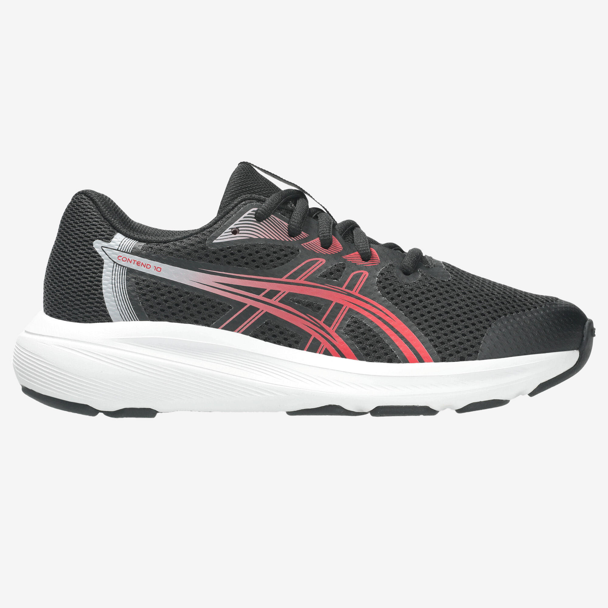 Încălțăminte de alergare pentru copii, băieți, Asics Contend 10 negru roșu