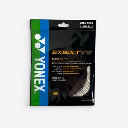 Cordage de badminton, paquet de 10 m, Yonex Exbolt 68, blanc