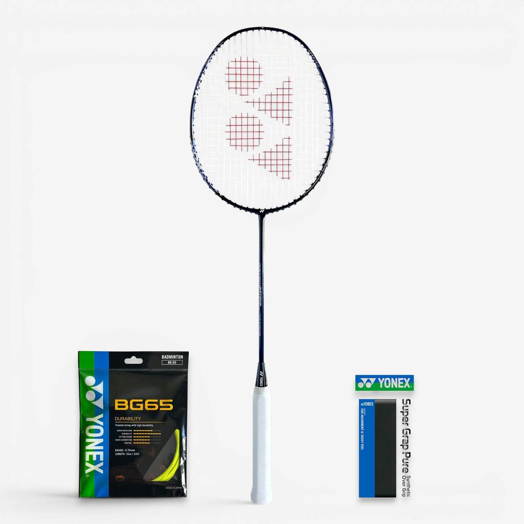 Badminton Set - Astrox 10 blau + Besaitung BG65 + Grip AC108 