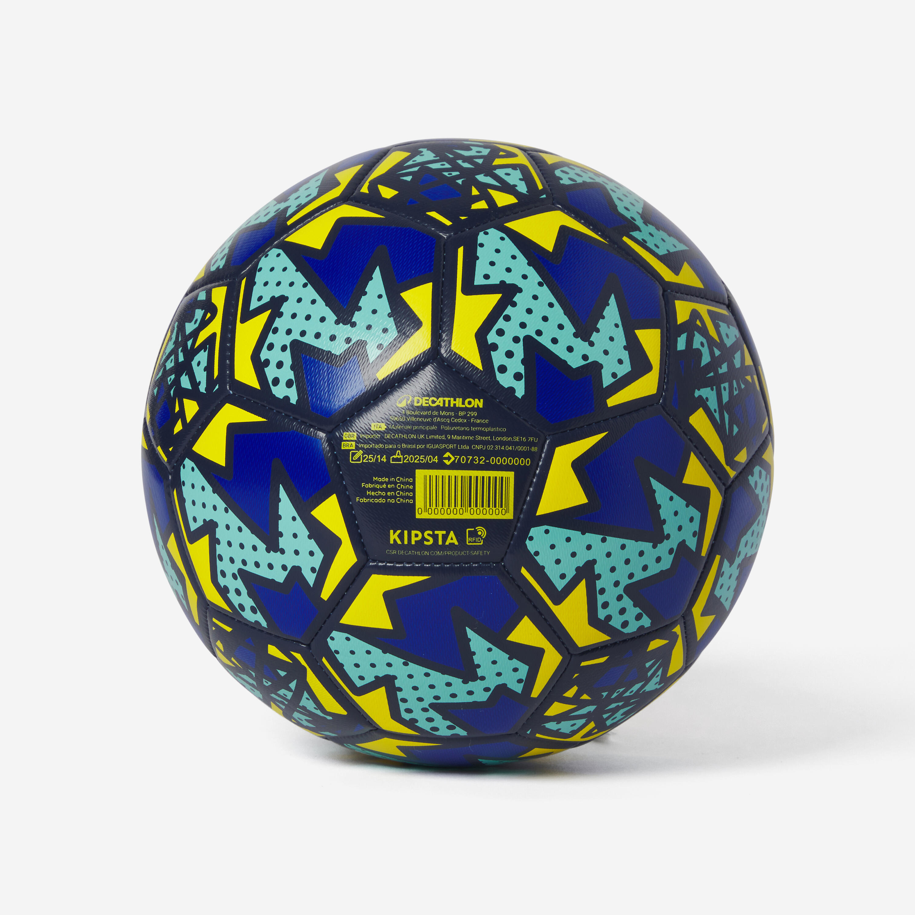 Ballon de football light learning ball bleu vert taille 5 2/5
