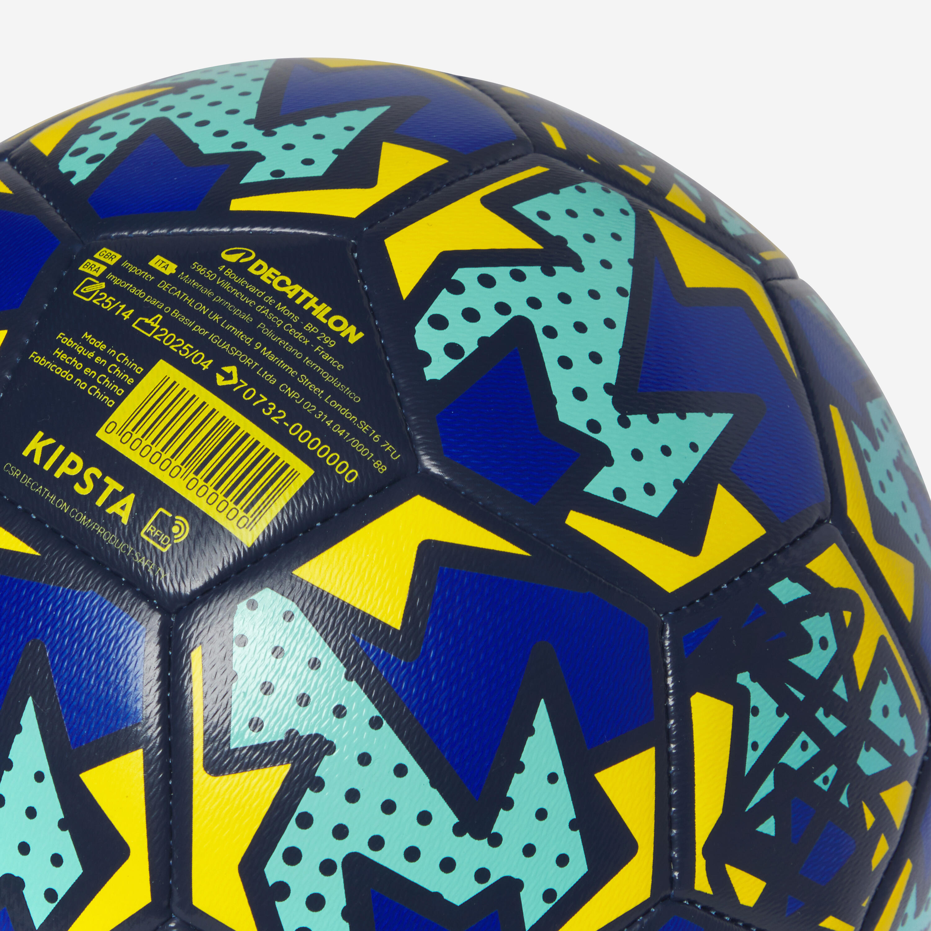 Ballon de football light learning ball bleu vert taille 5 4/5