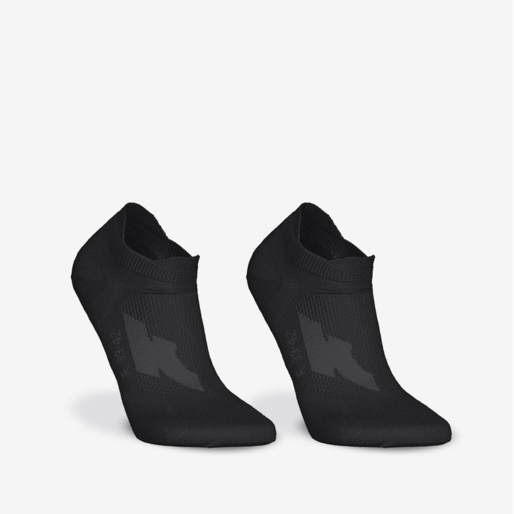Set of 2 pairs of junior running socks, run500 black