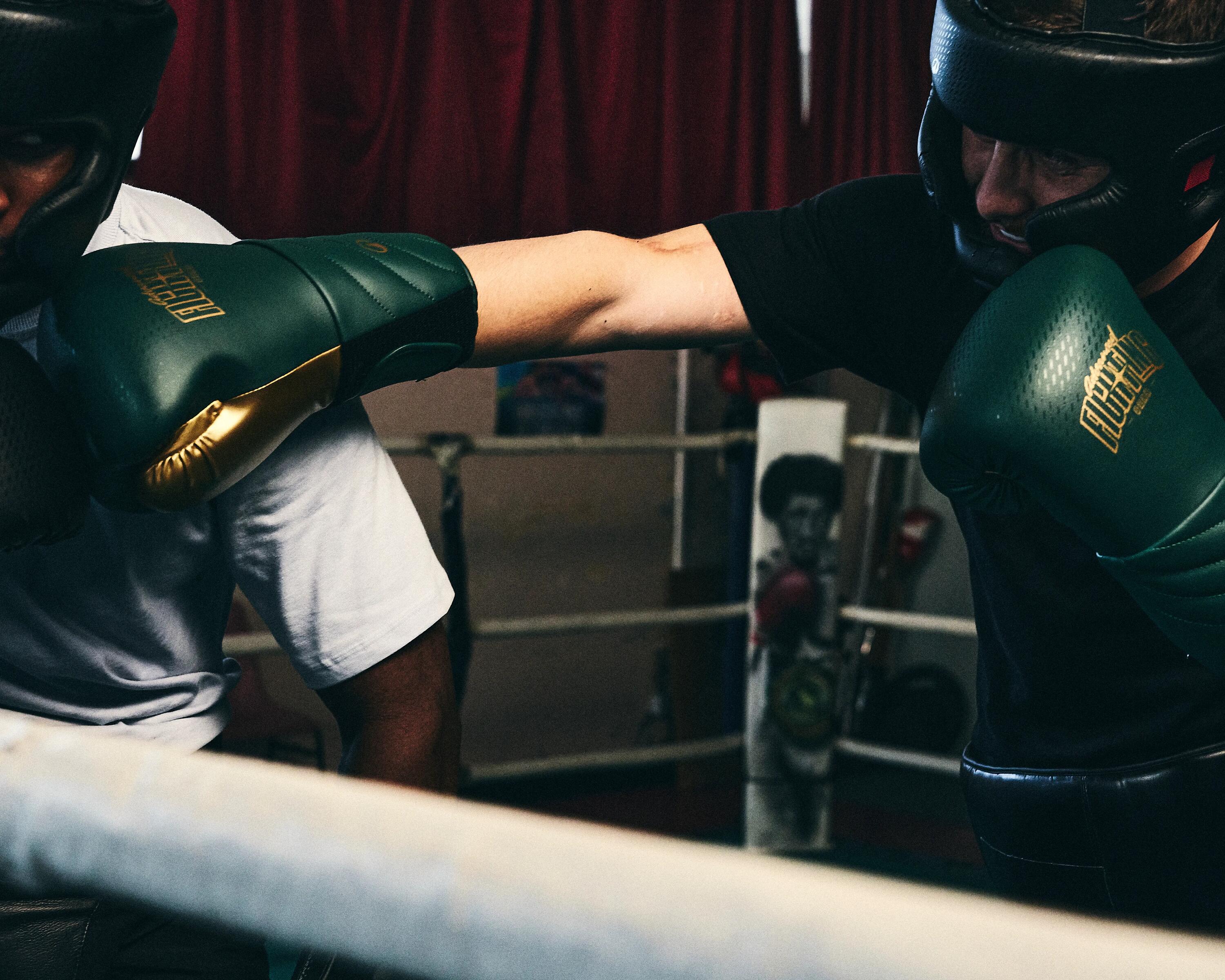 Gants de boxe, boxeurs confirmés, mousse monobloc, vert 3/11