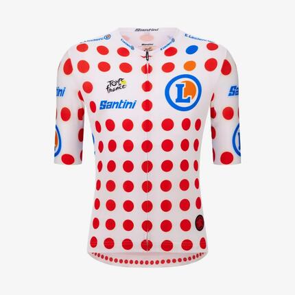 Maillot ciclismo manga corta Santini Tour de Francia 2026 lunares líder montaña