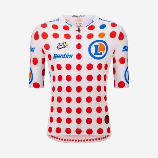 Maillot ciclismo manga corta Santini Tour de Francia 2026 lunares líder montaña