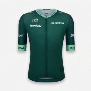 Maillot ciclismo manga corta Santini Tour de Francia 2026 verde líder puntos