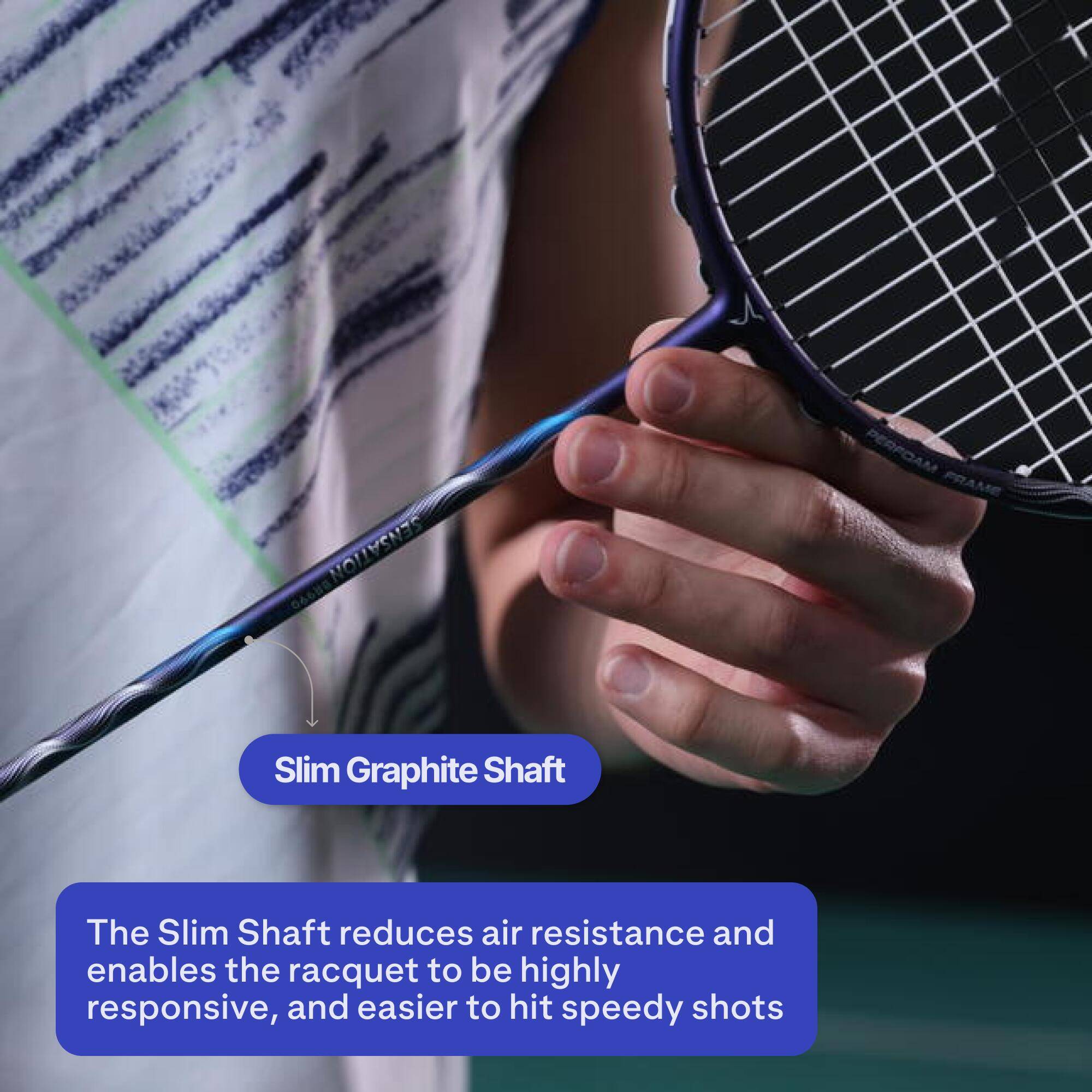 Badminton unstrung racket adult, BR Sensation 990 Pro Navy -  5