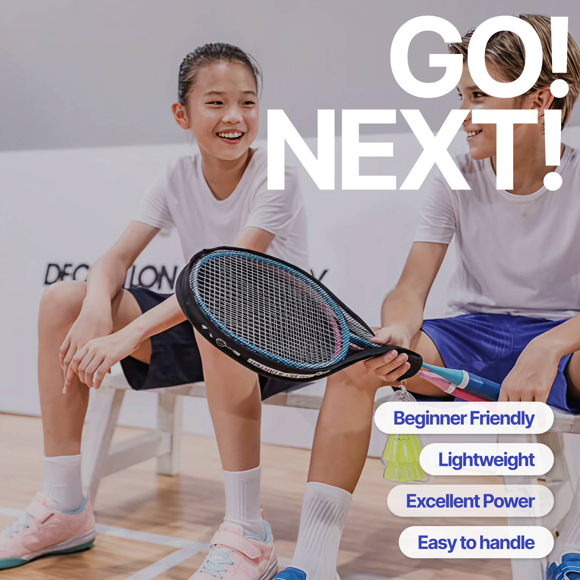 Kids Badminton Racket BR 100 Set Starter Blue Pink -  3