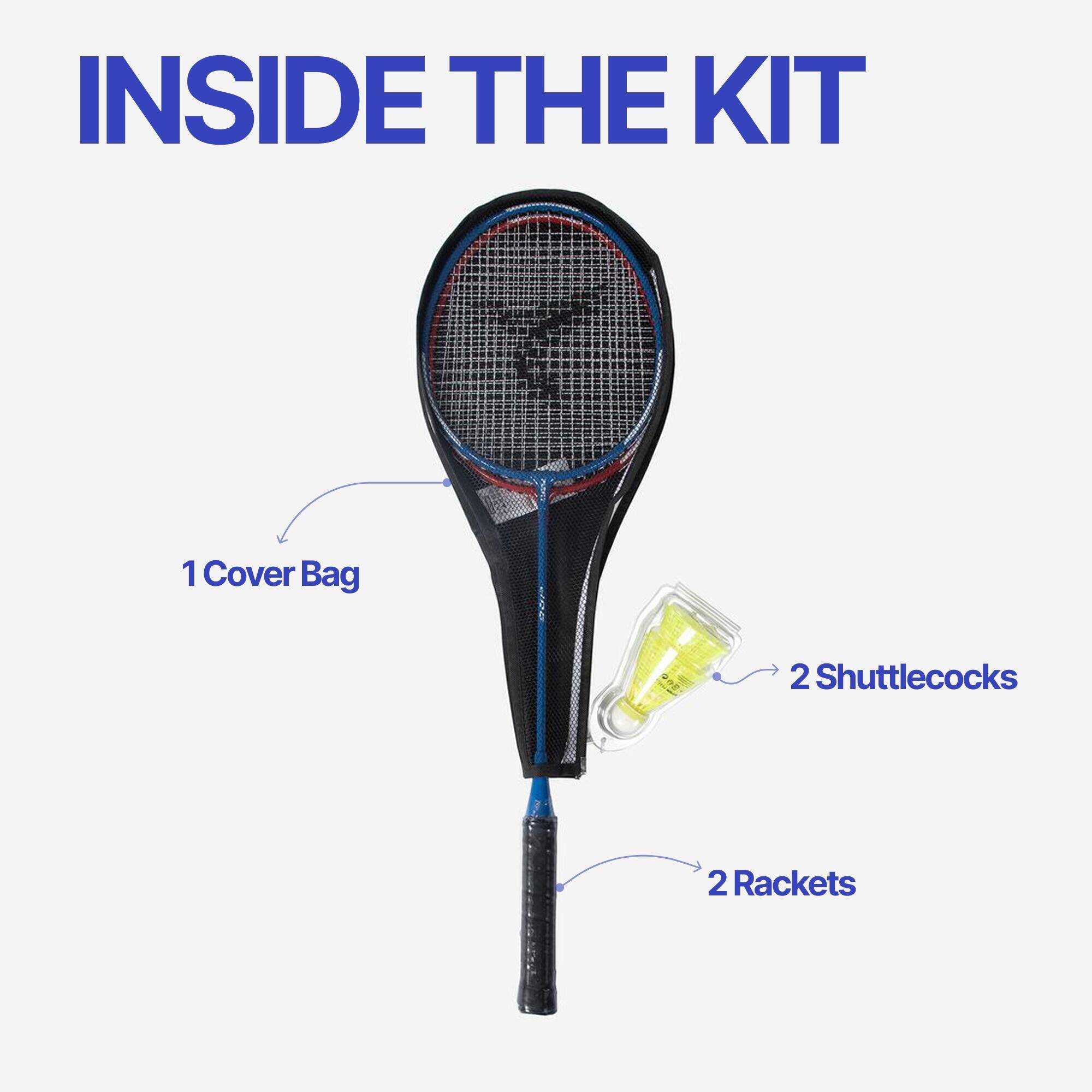 Adult Badminton Racket BR 100 Set Starter Blue Red -  2
