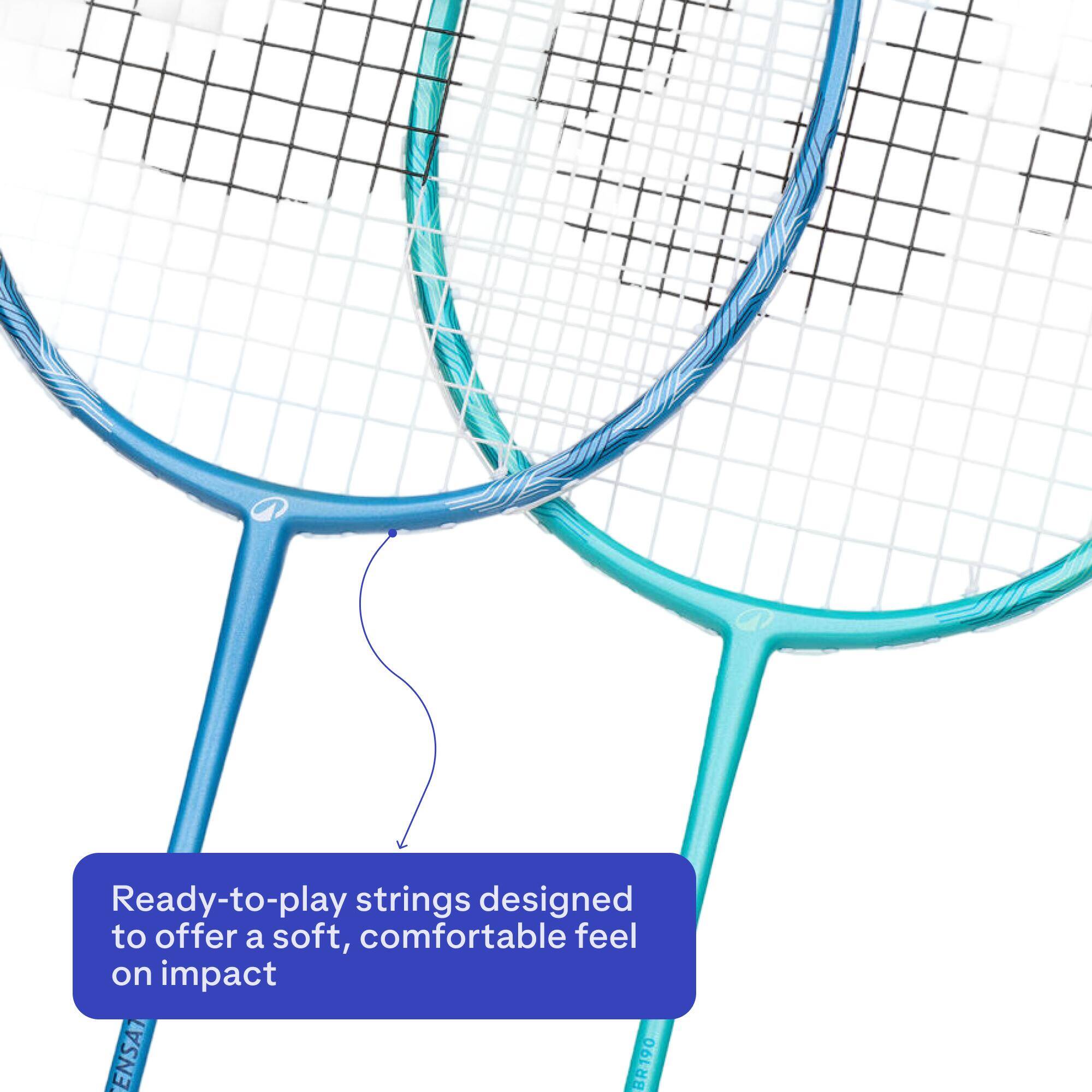 ADULT BADMINTON RACKET BR 190 SET PARTNER TURQUOISE BLUE -  4