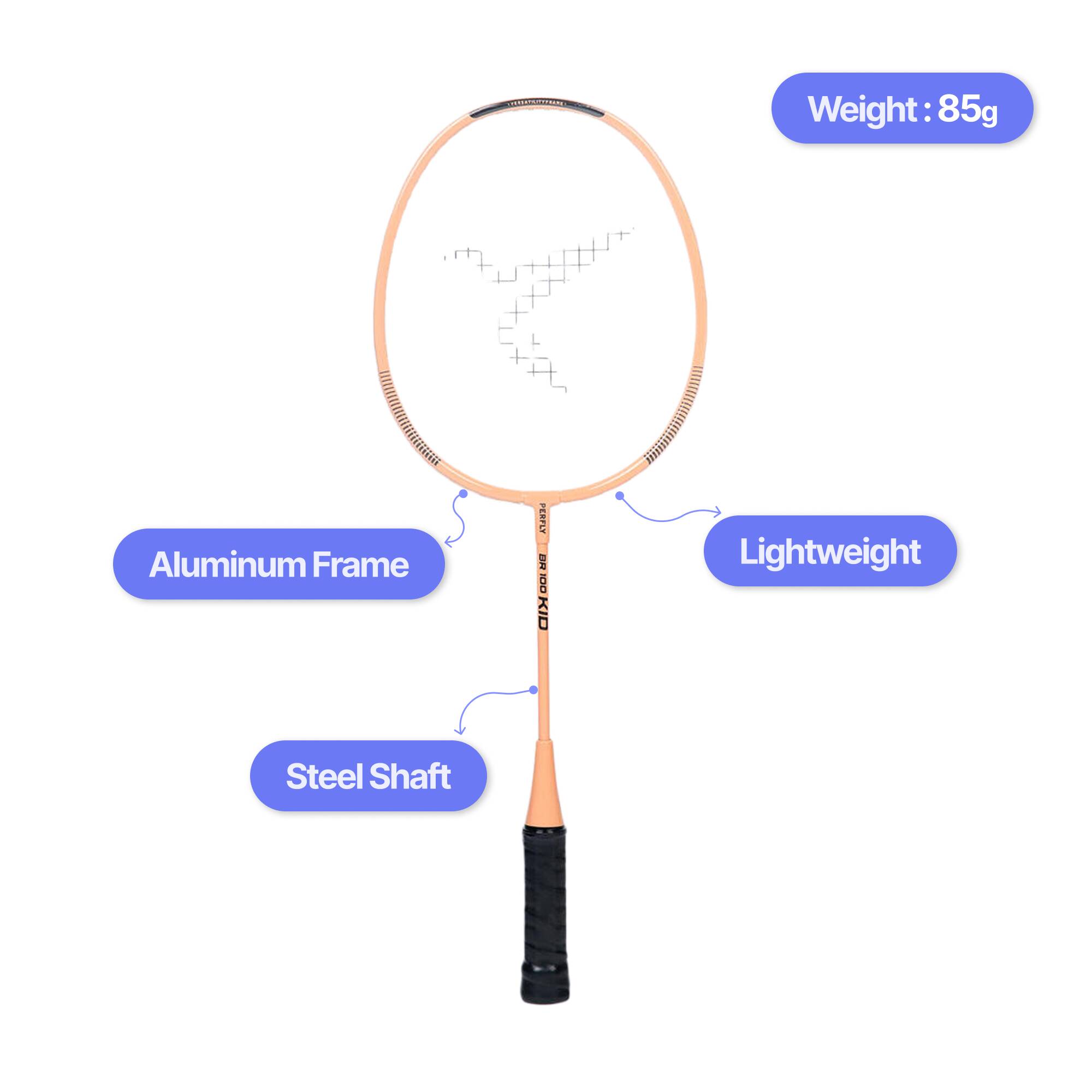 Kids Badminton Racket 85g Aluminium BR 100 Orange -  2