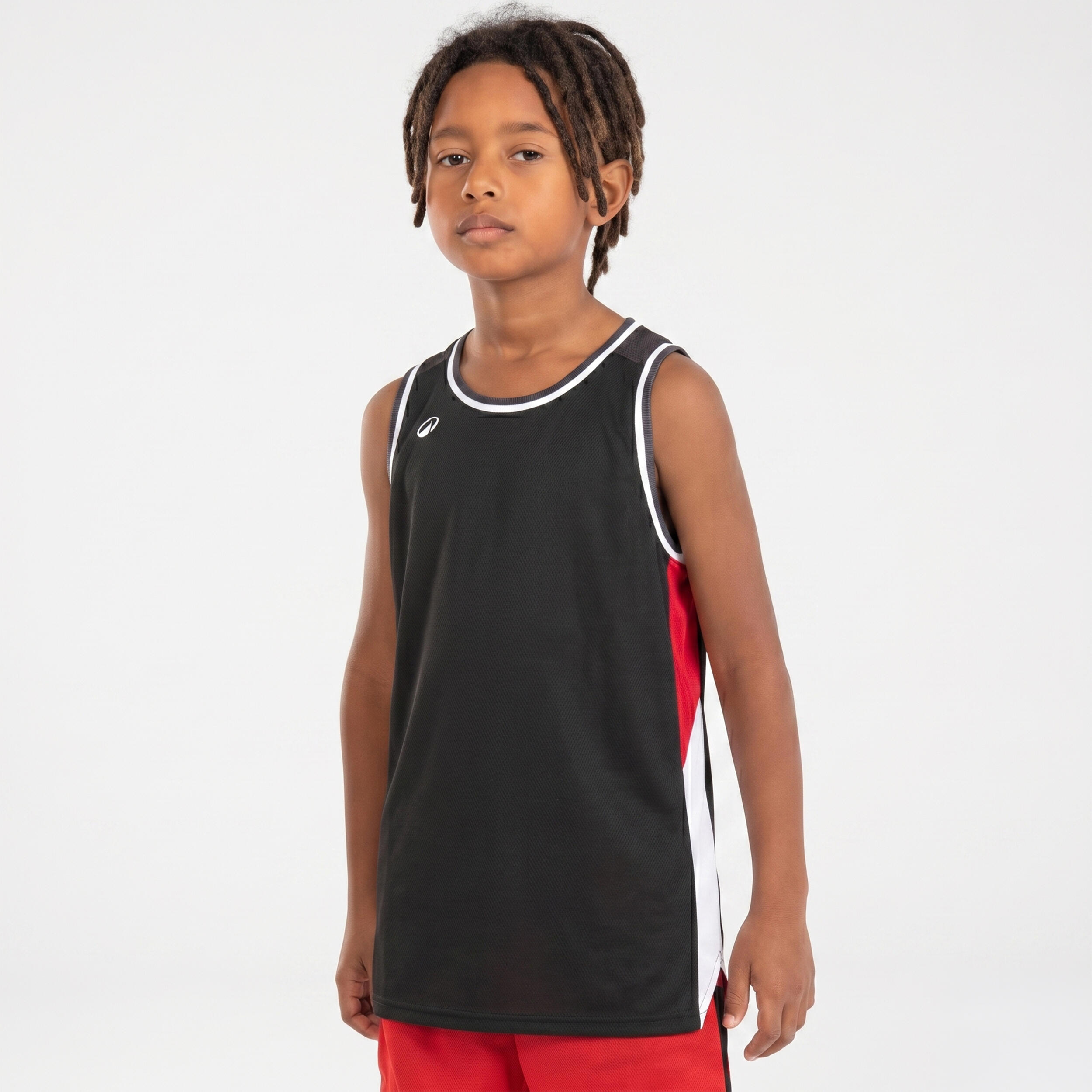 Kids' Reversible Sleeveless Basketball Jersey T500R - Red/Black