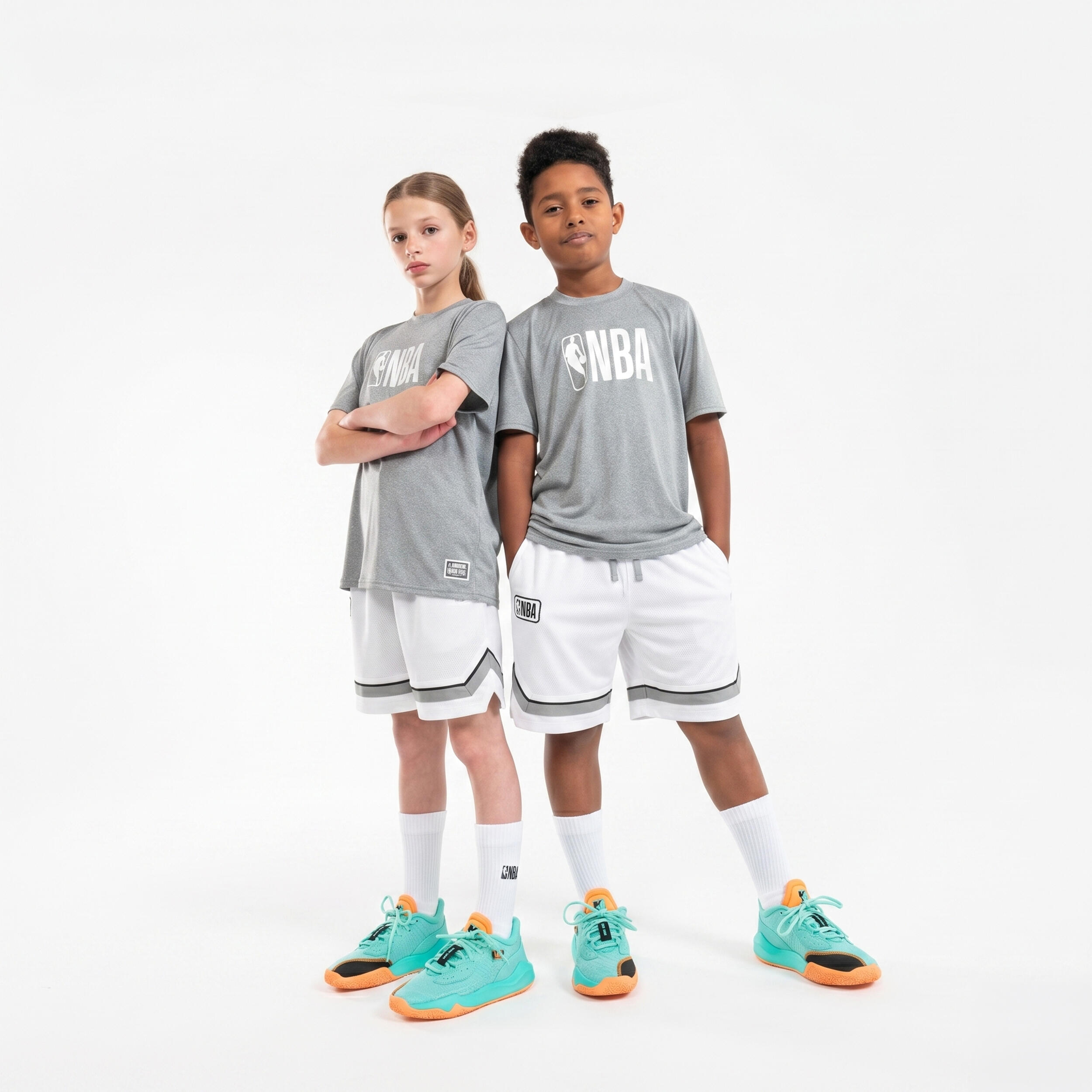 Short de basket NBA enfant, SH900 blanc 2/3