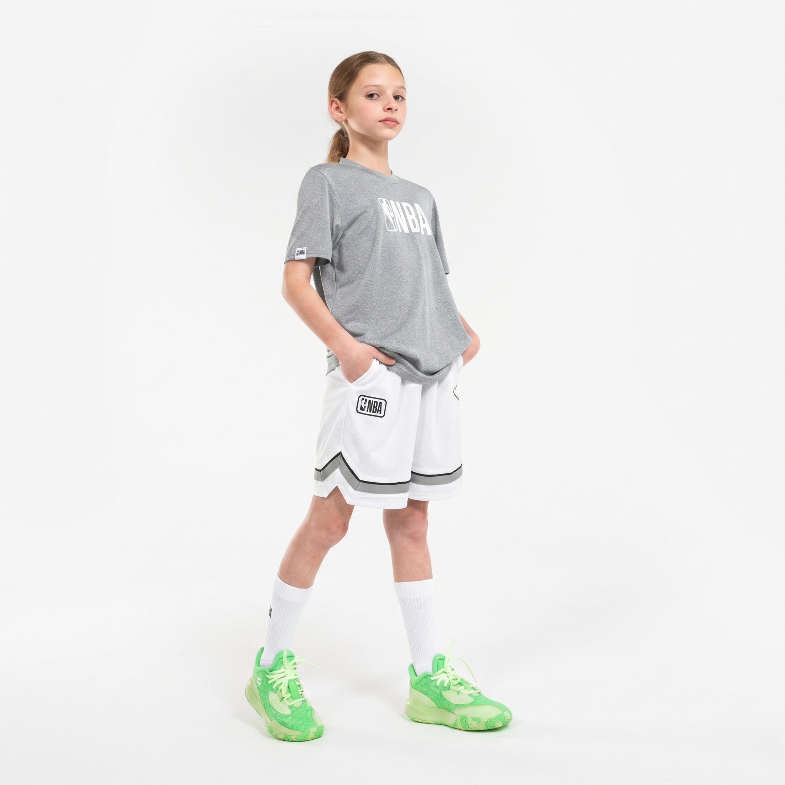 Short de basket NBA enfant, SH900 blanc 3/3